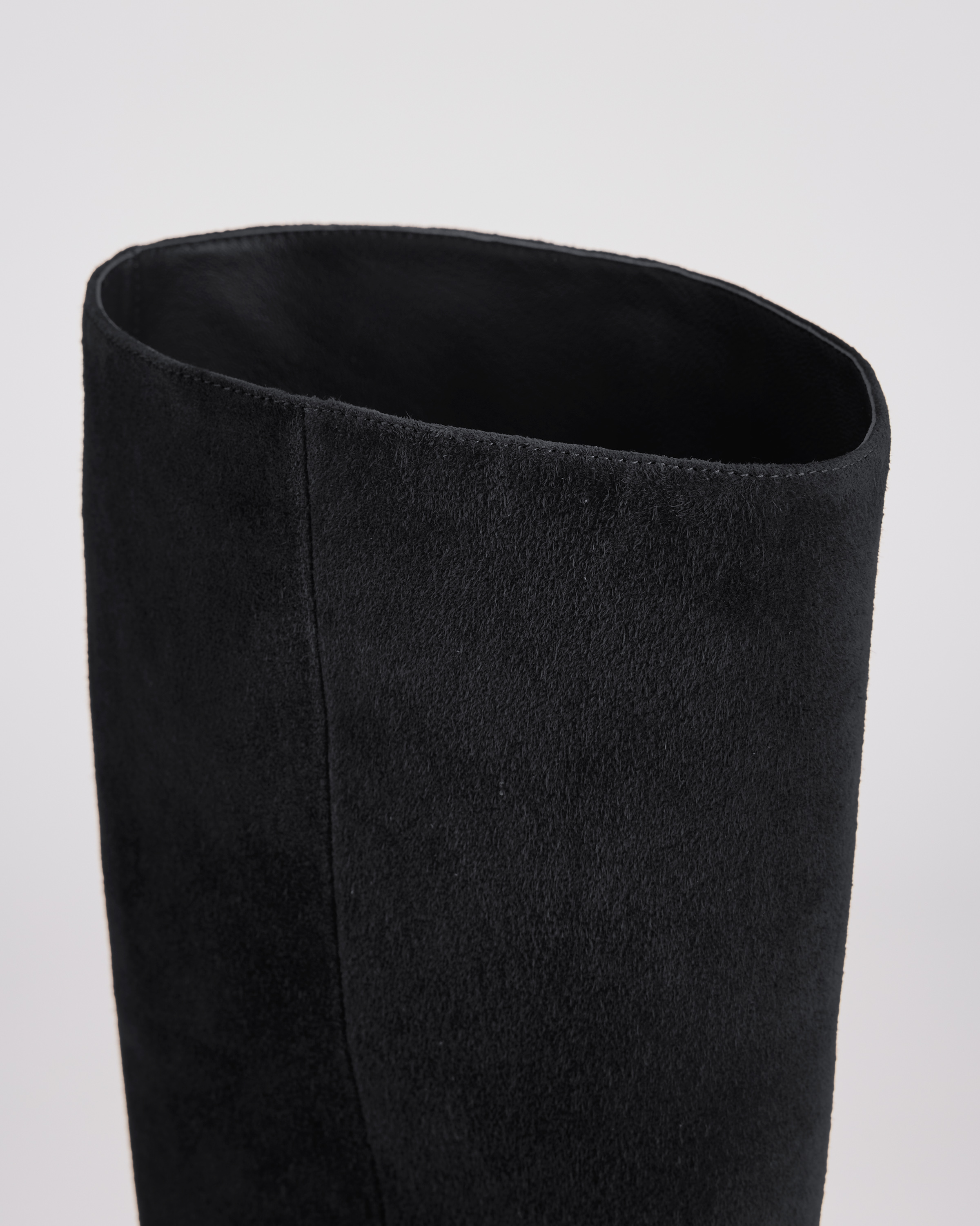 W--282-BLK Italian Suede Slouchy Block Heel Boots Black 1473 CROPPED