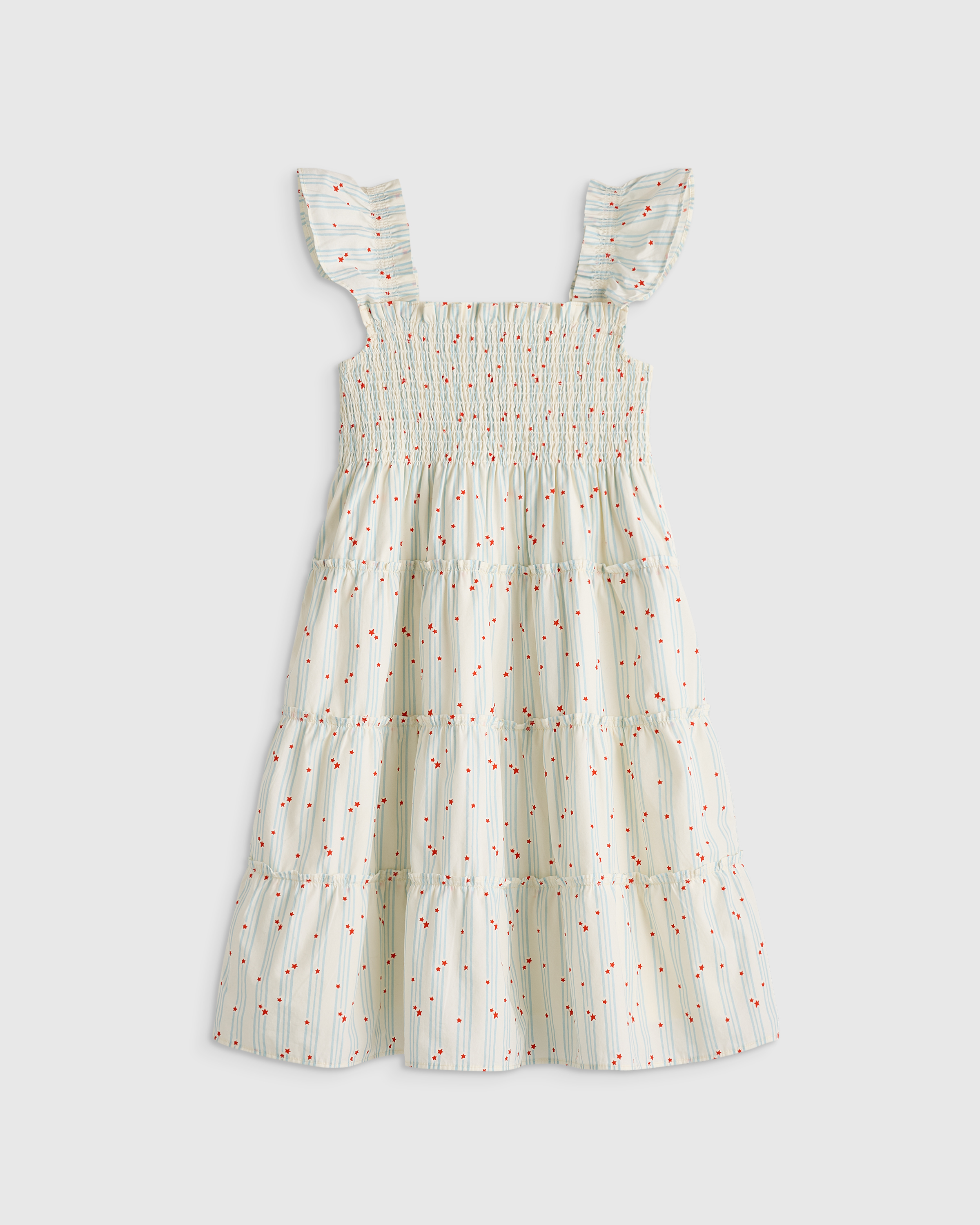 Stars and Stripes 100% Organic Cotton Poplin Smocked Dress