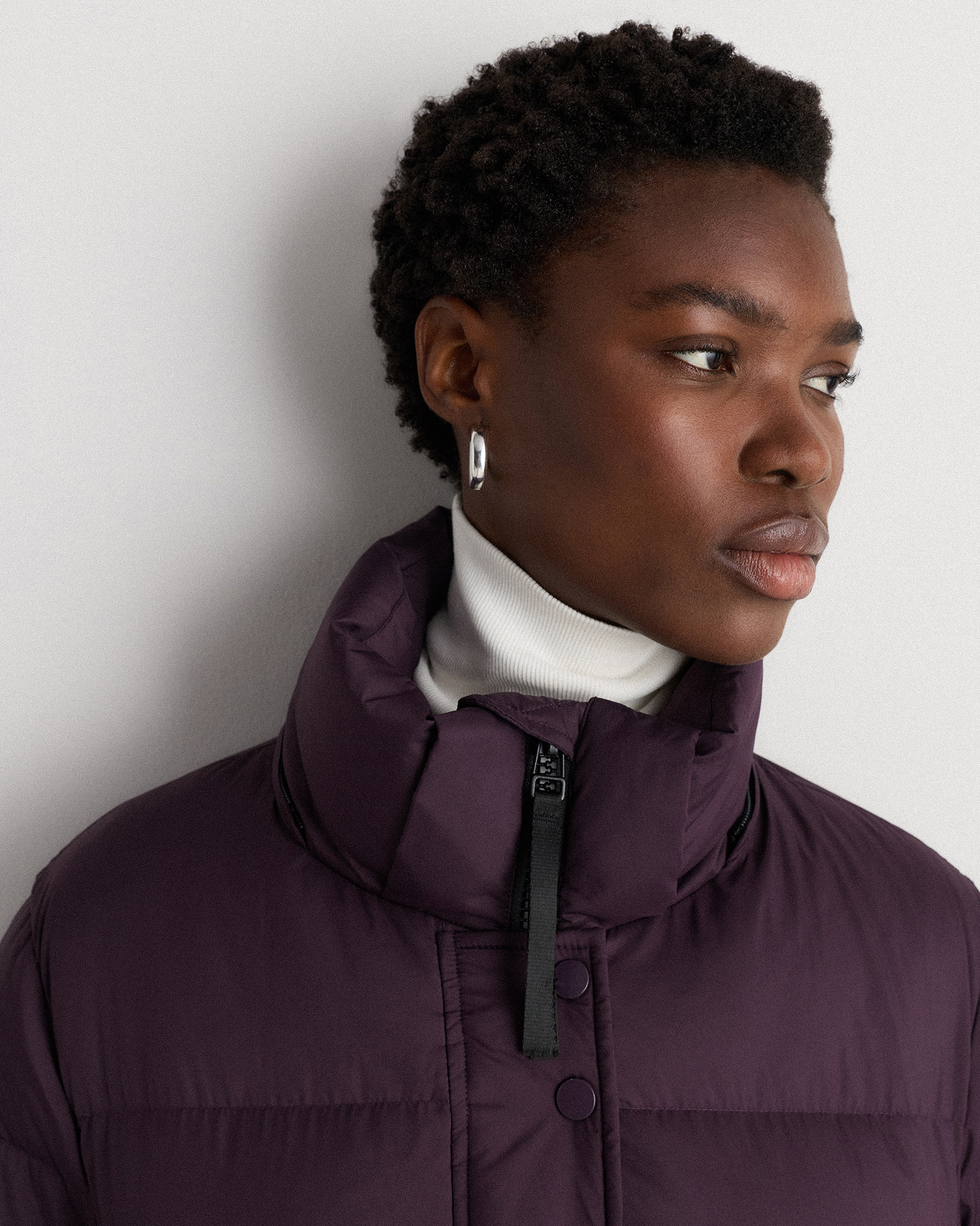 Responsible Down Long Puffer Jacket in Deep Orchid Purple