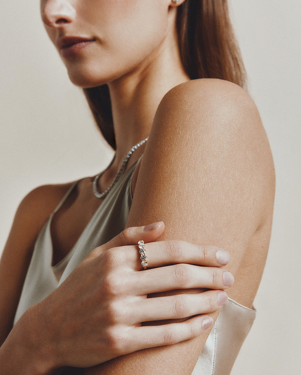 Yellow Gold Lab Grown Diamond Five Stone Band