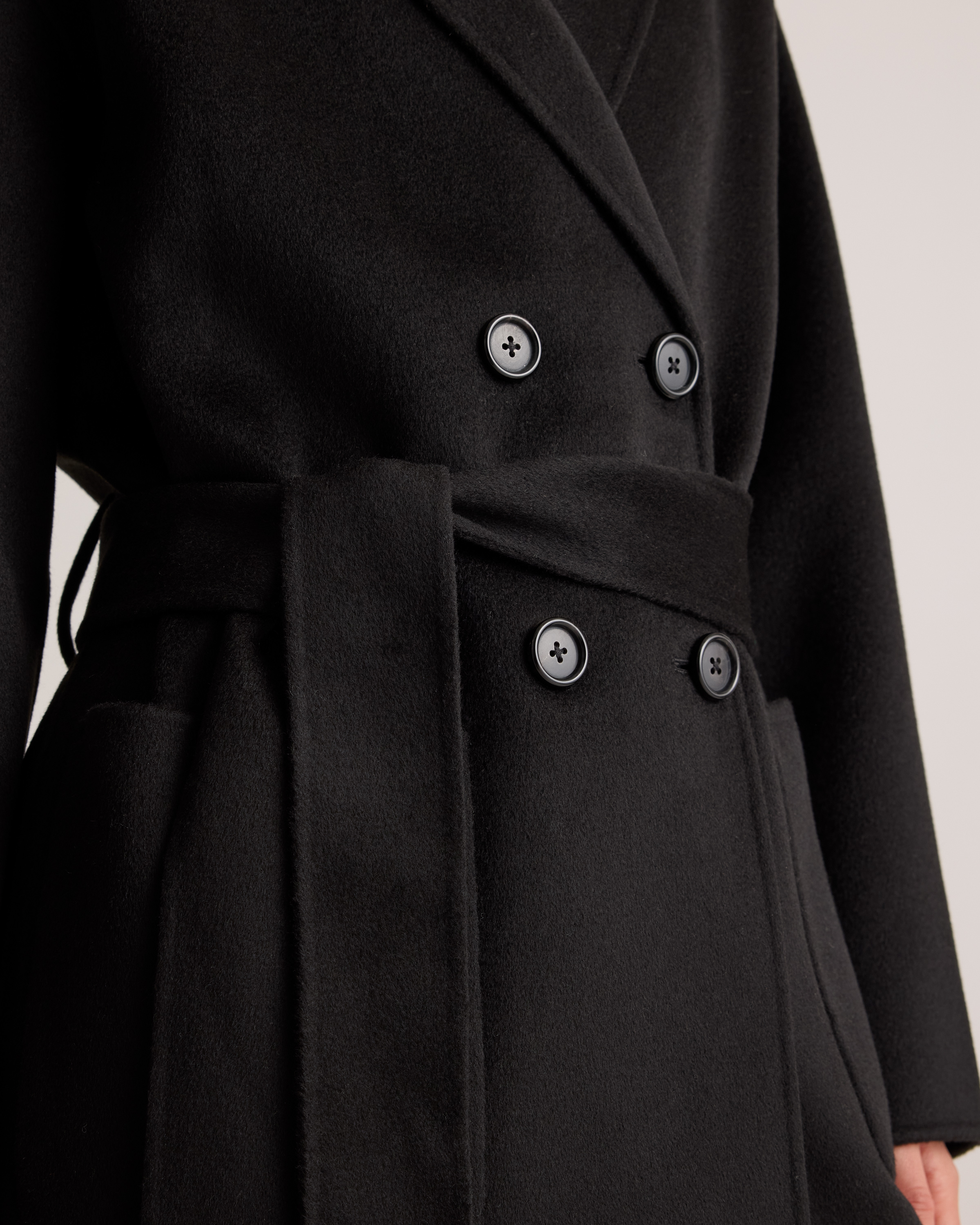 100% Mongolian Cashmere Double-Faced Double-Breasted Wrap Coat in