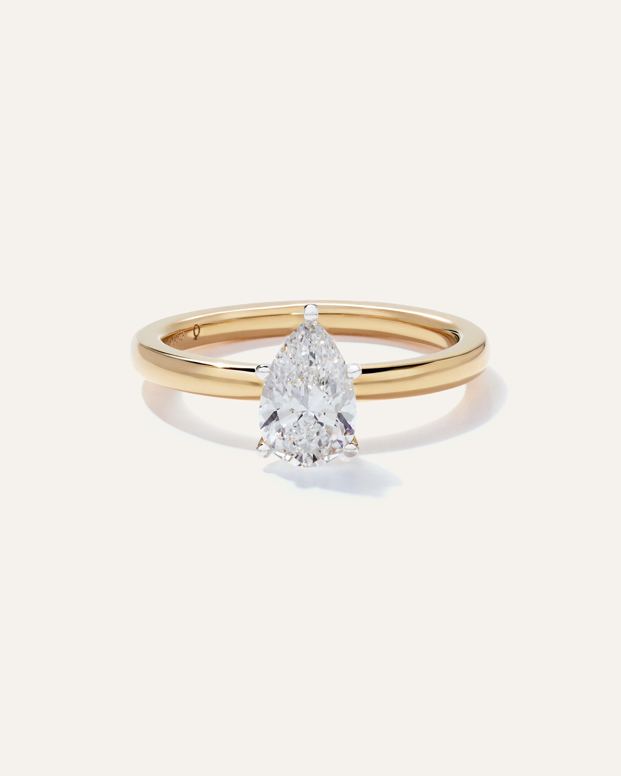 Yellow Gold Lab Grown Diamond Pear Comfort Fit Engagement Ring - 1ct