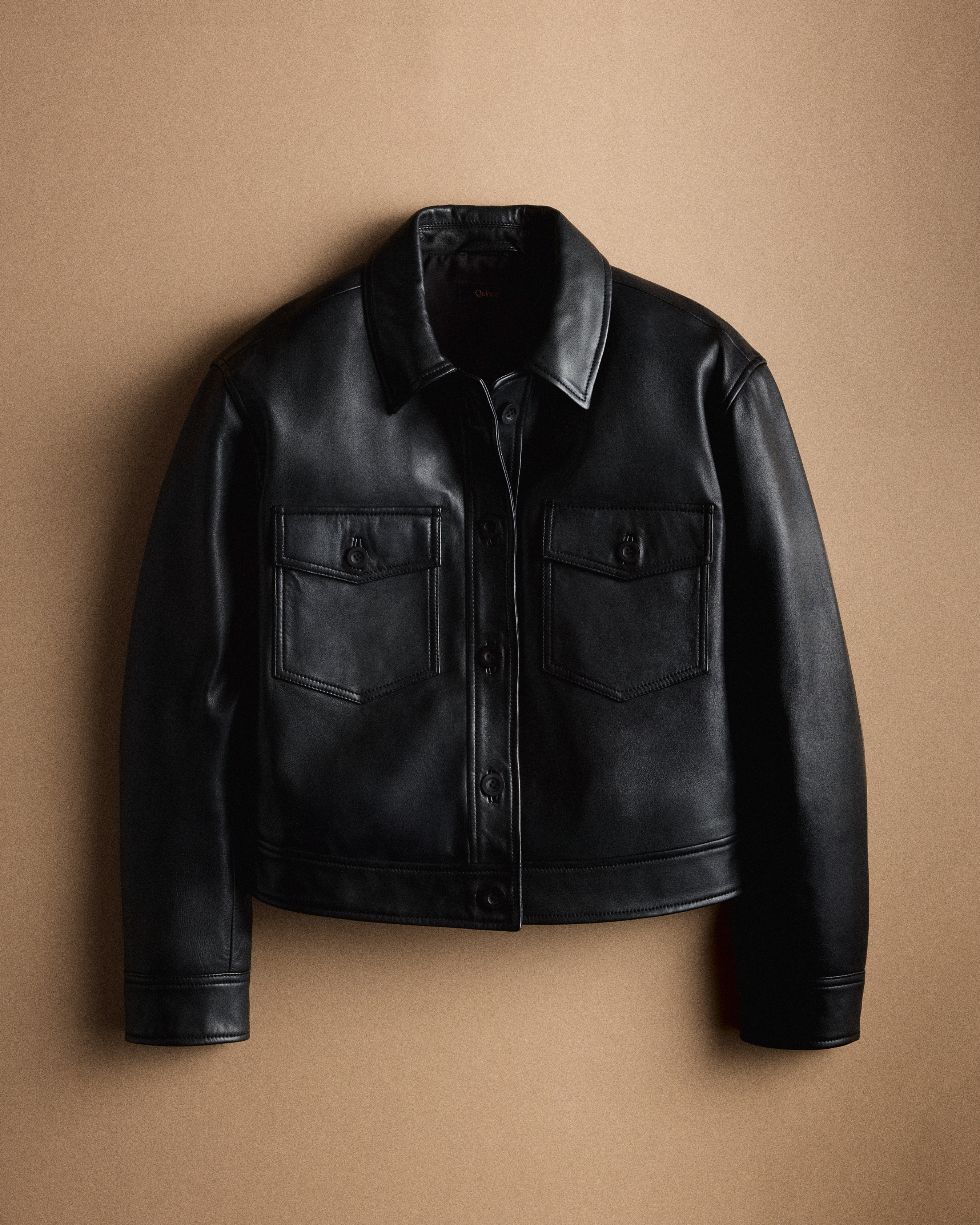 True Black 100% Leather Cropped Jacket