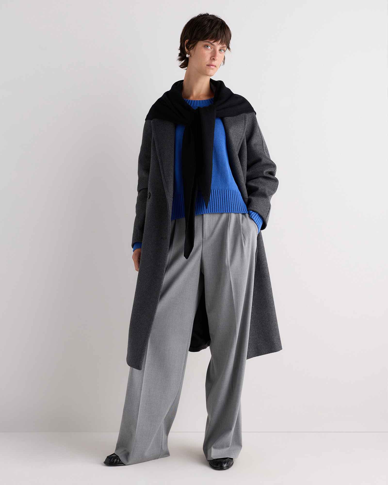 Black 100% Merino Wool Large Triangle Scarf