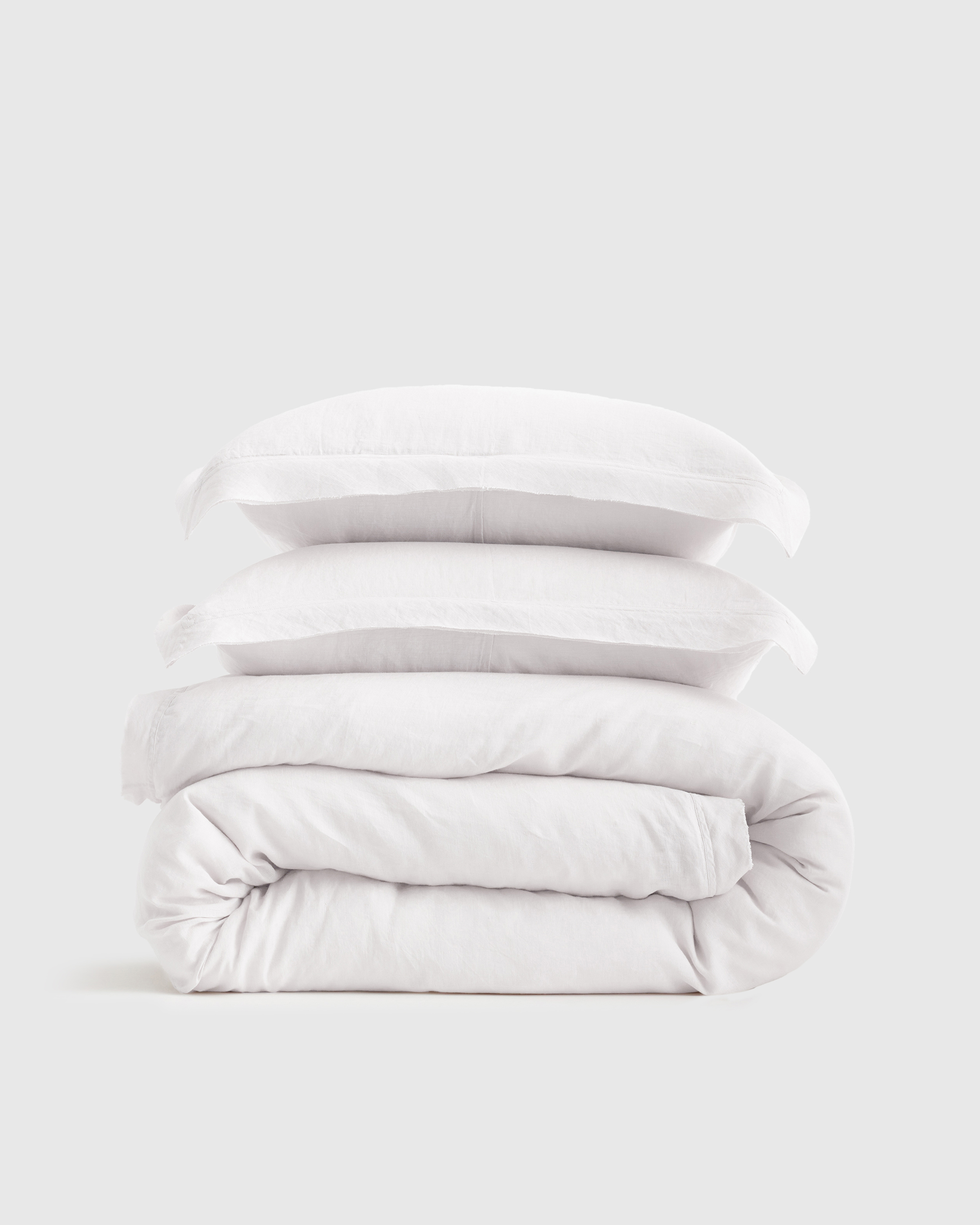 White European Linen Double Flange Duvet Cover Set
