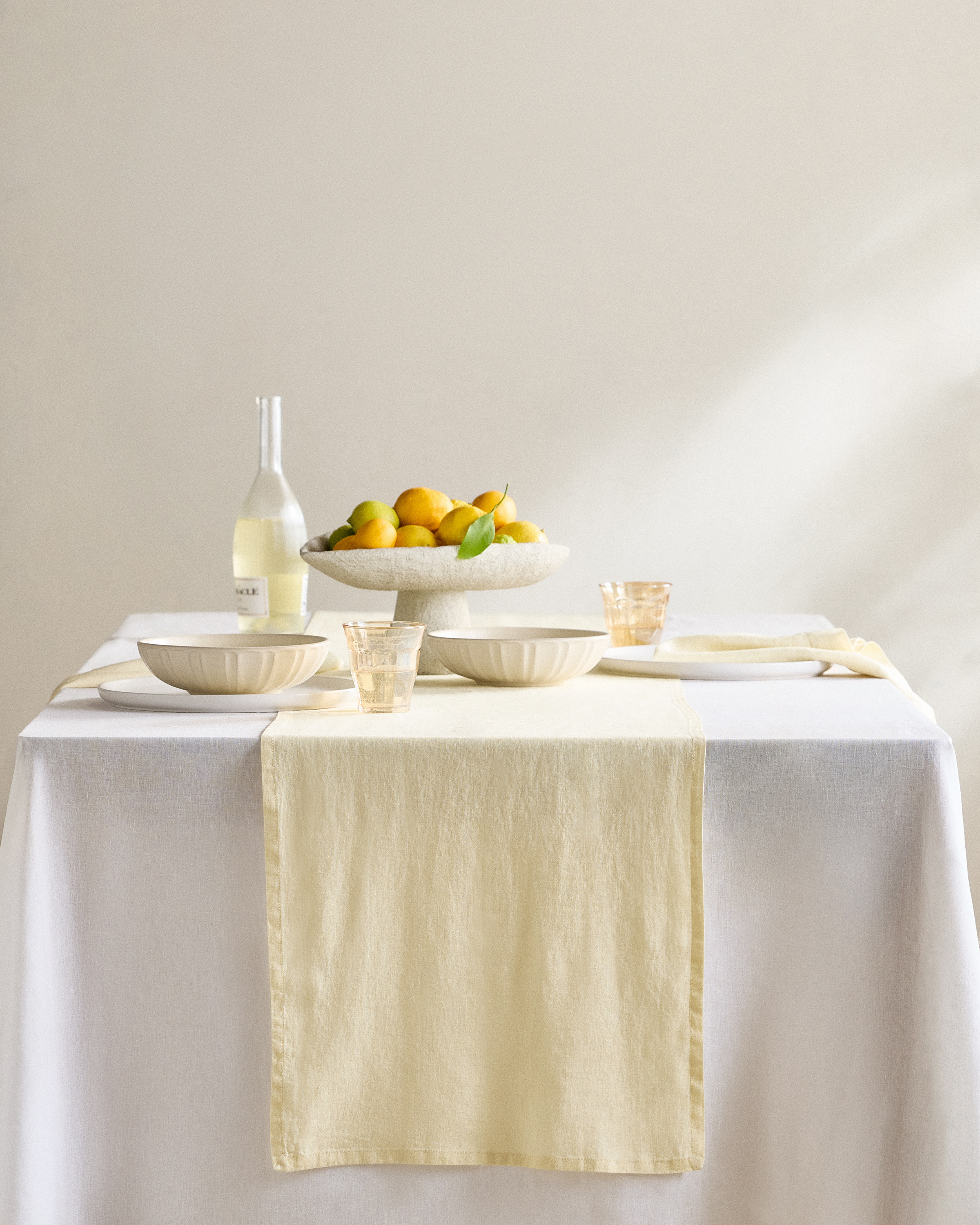 Butter Yellow European Linen Table Runner
