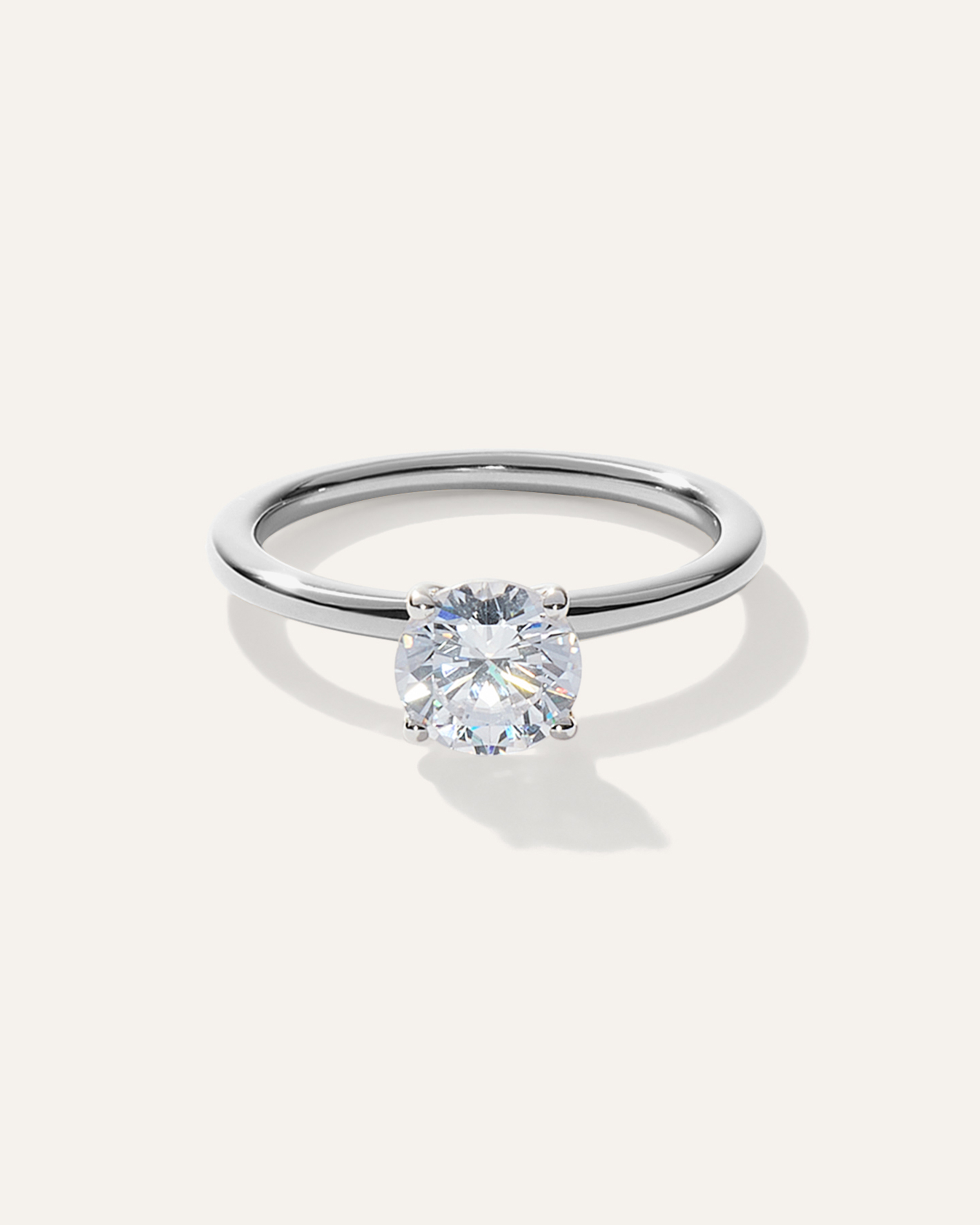 Platinum Lab Grown Diamond Round Petite Classic Engagement Ring
