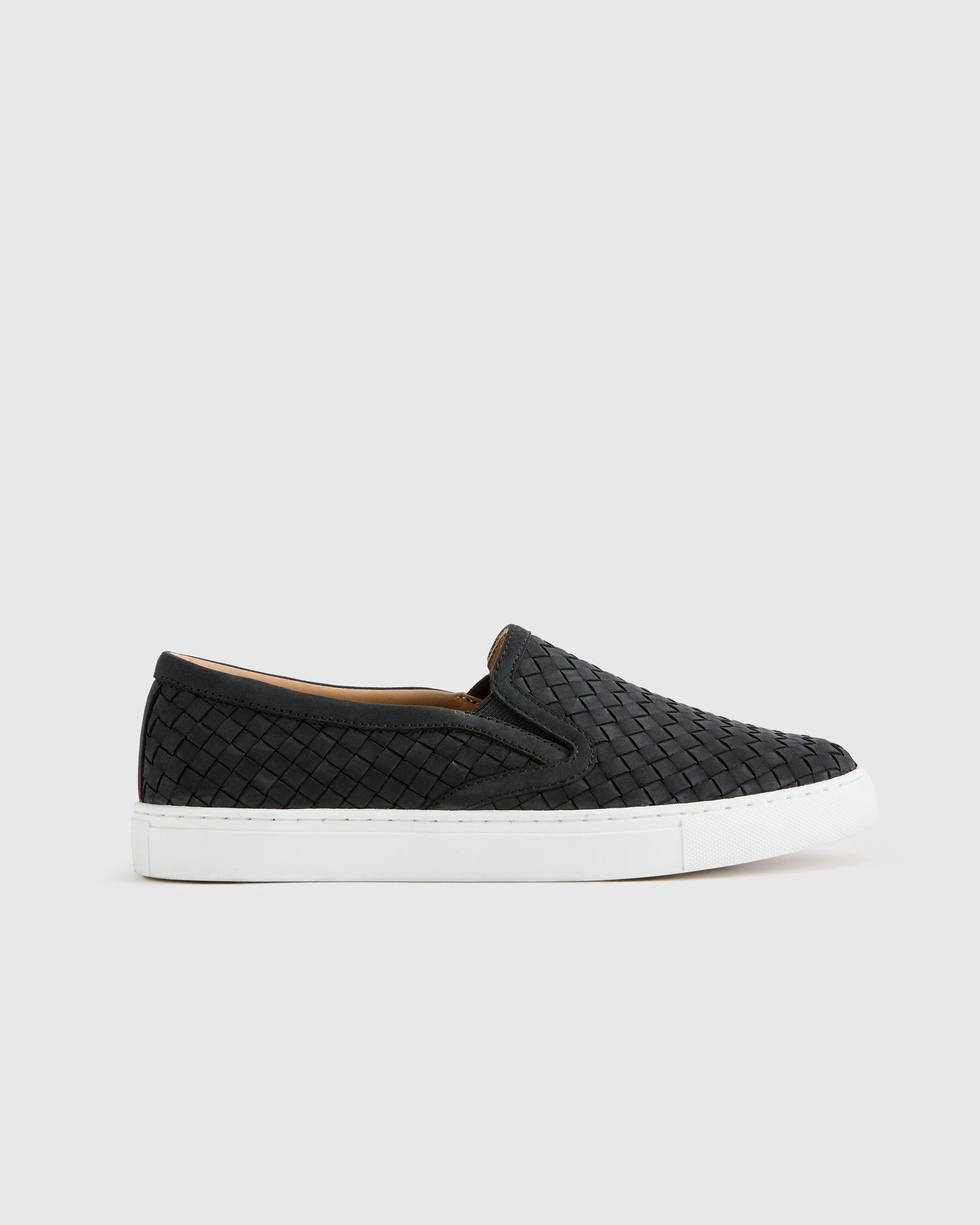 QUINCE WOMEN'S 100% HANDWOVEN LEATHER SLIP ON SNEAKER