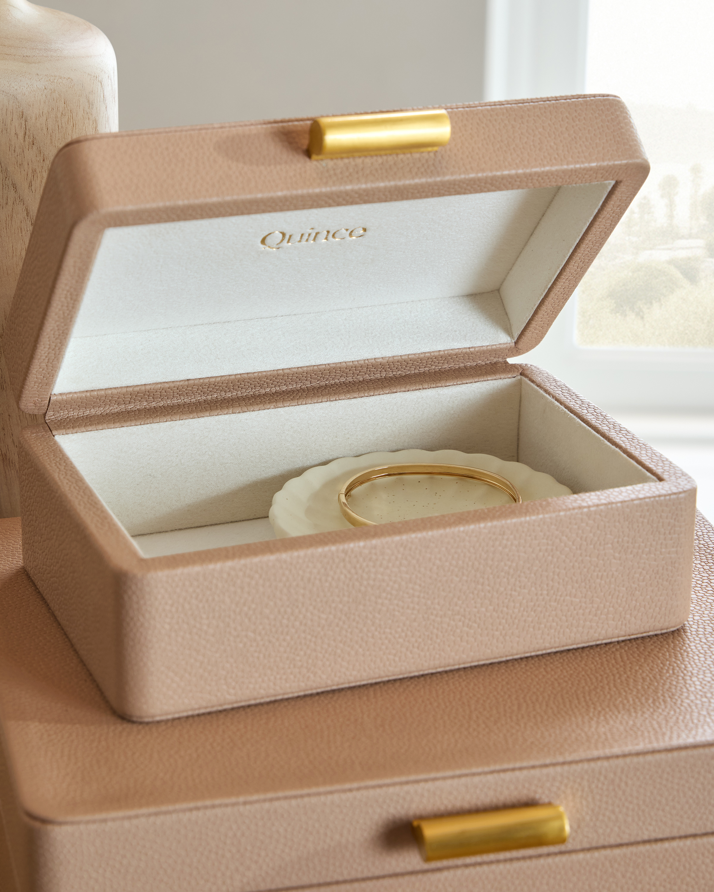 Shagreen Leather Decorative Boxes (Set of 2) in Blush