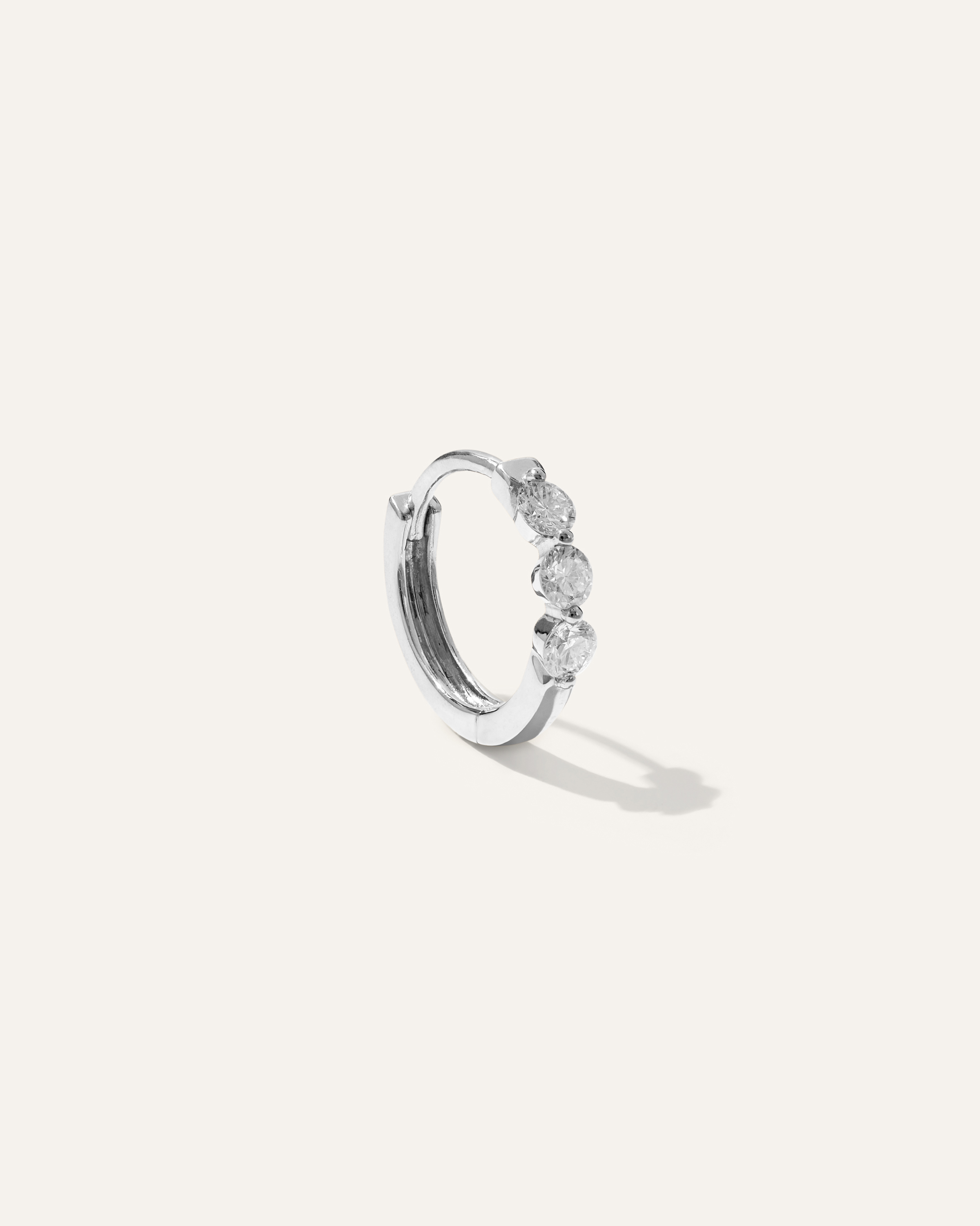 White Gold 14K Gold Lab Grown Diamond Shared Prong Huggie