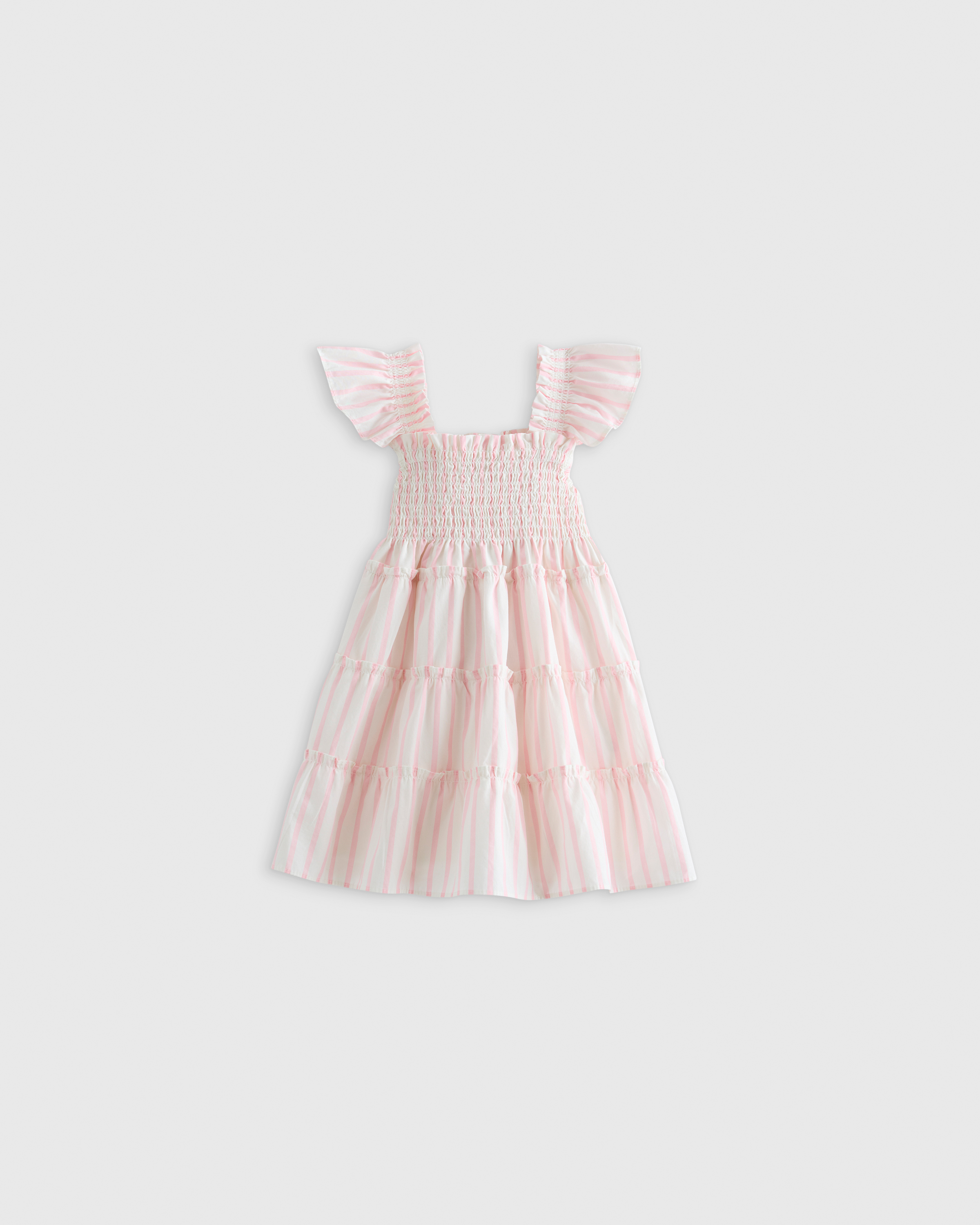 Pink Stripe 100% Organic Cotton Poplin Smocked Dress