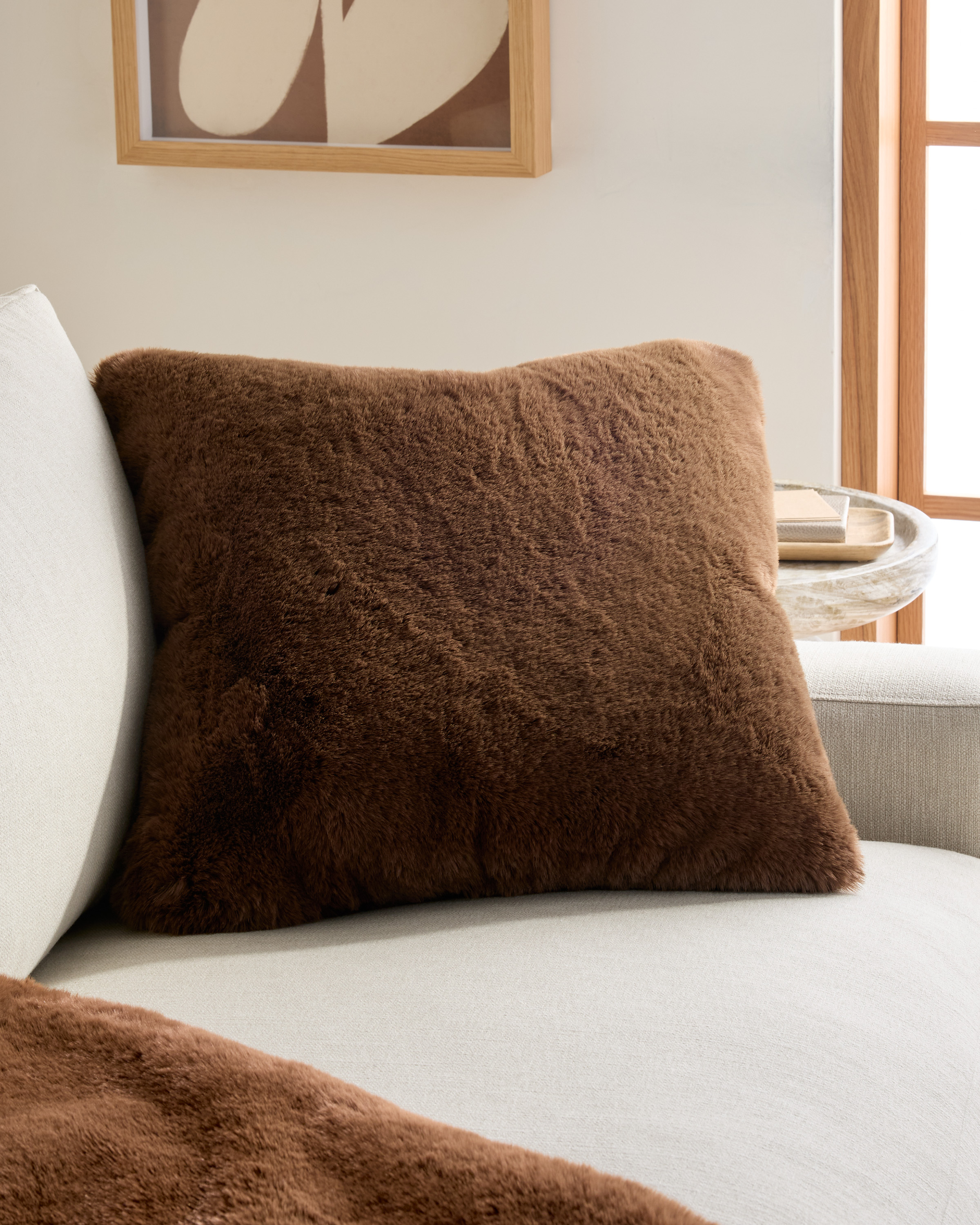 Truffle Luxury Faux Fur Pillow Cover