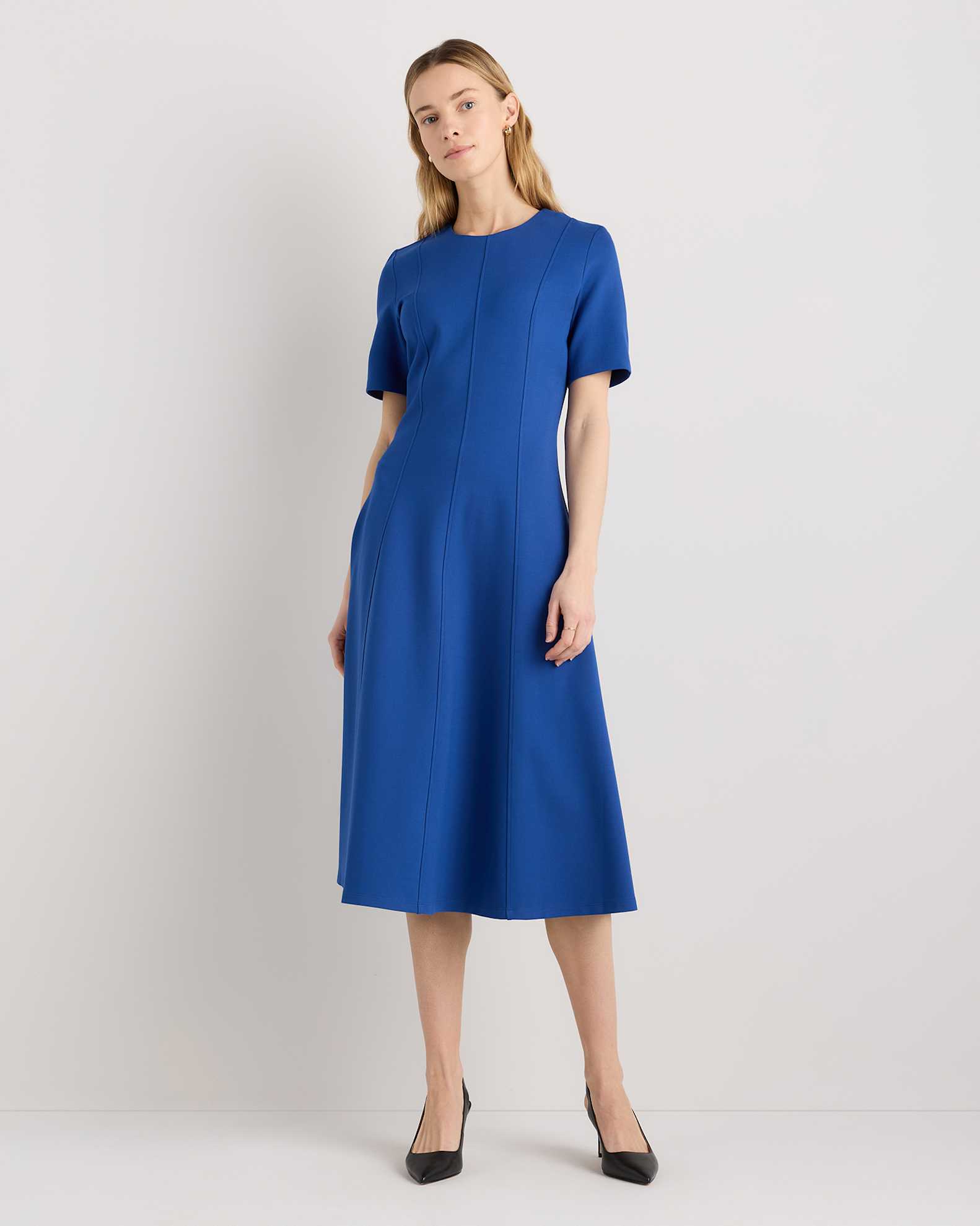 Ultra-Stretch Ponte Short Sleeve Midi Dress Ultra-Stretch Ponte Short Sleeve Midi Dress