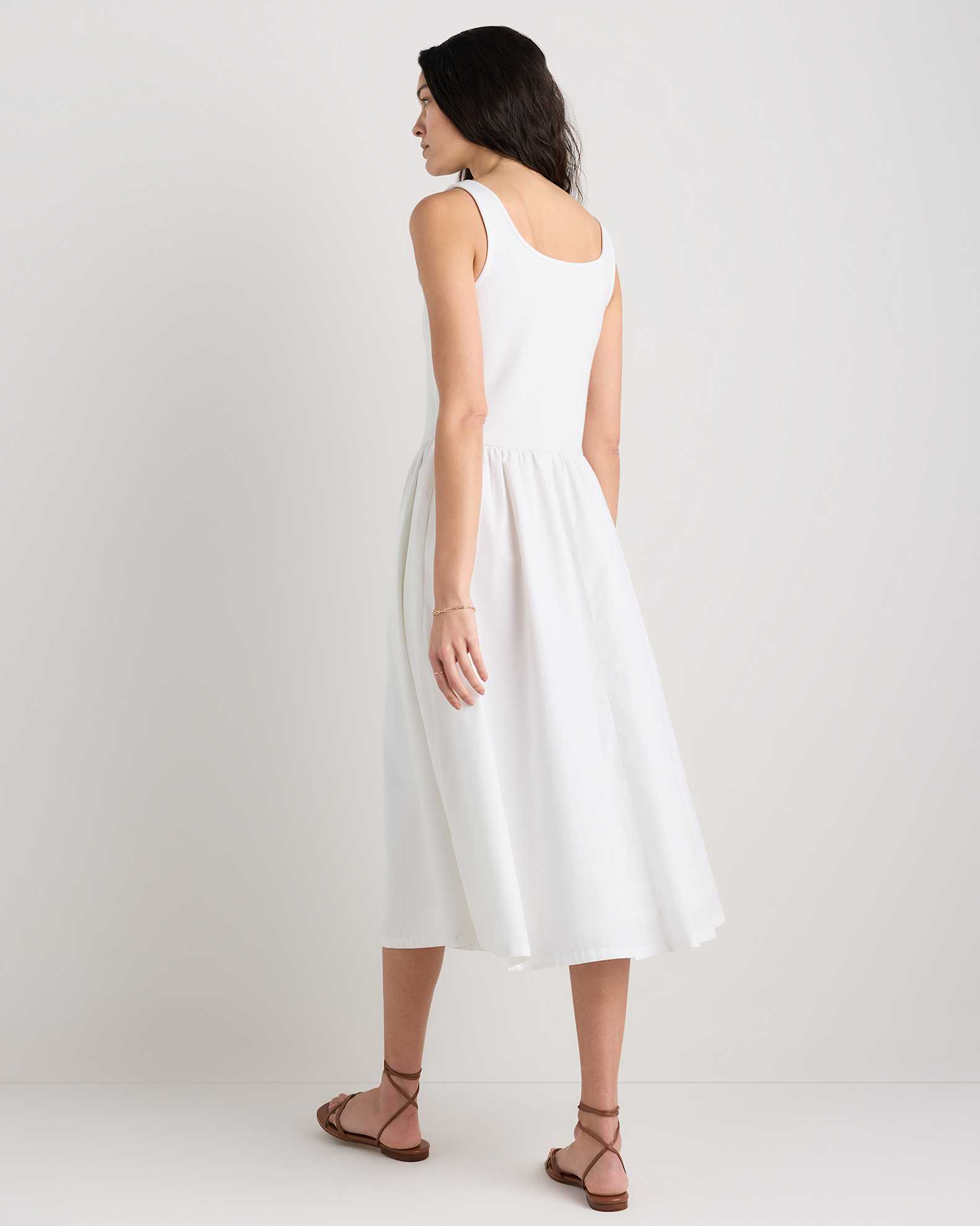 white tank dress midi Eco Poplin Tank Dress