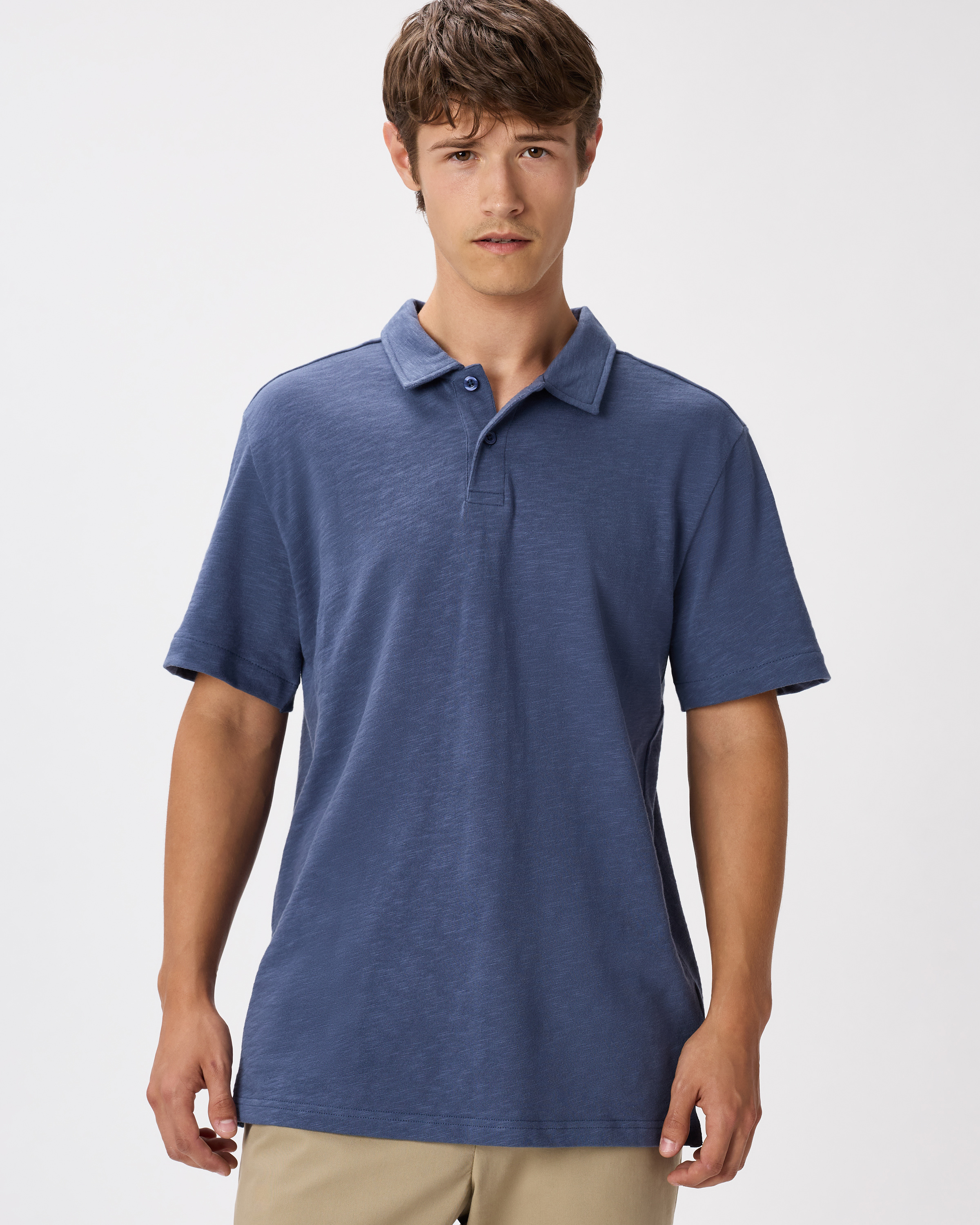 Storm Blue 100% Organic Cotton Slub Polo