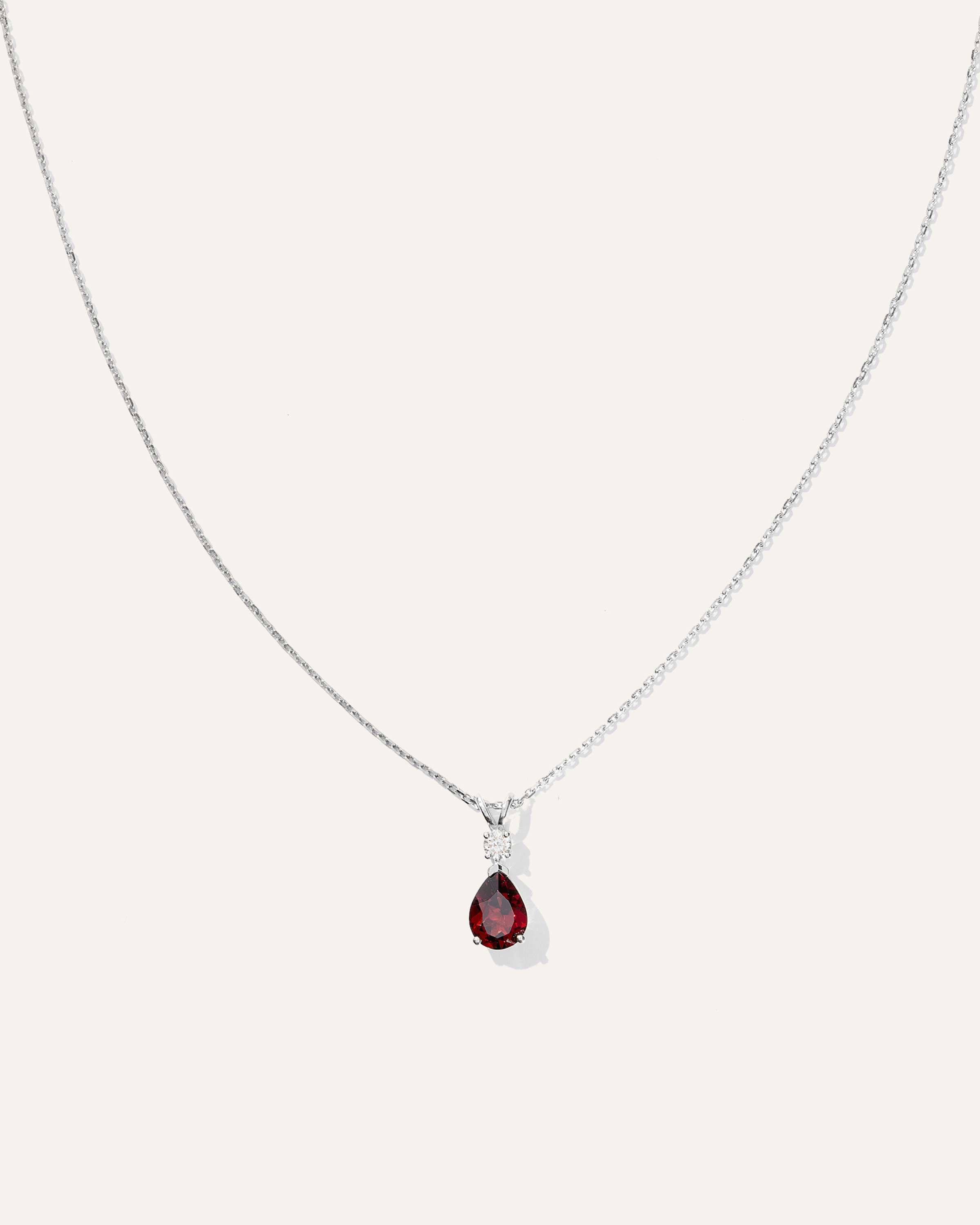 White Gold 14K Gold Diamond & Semi-Precious Gemstone Drop Necklace