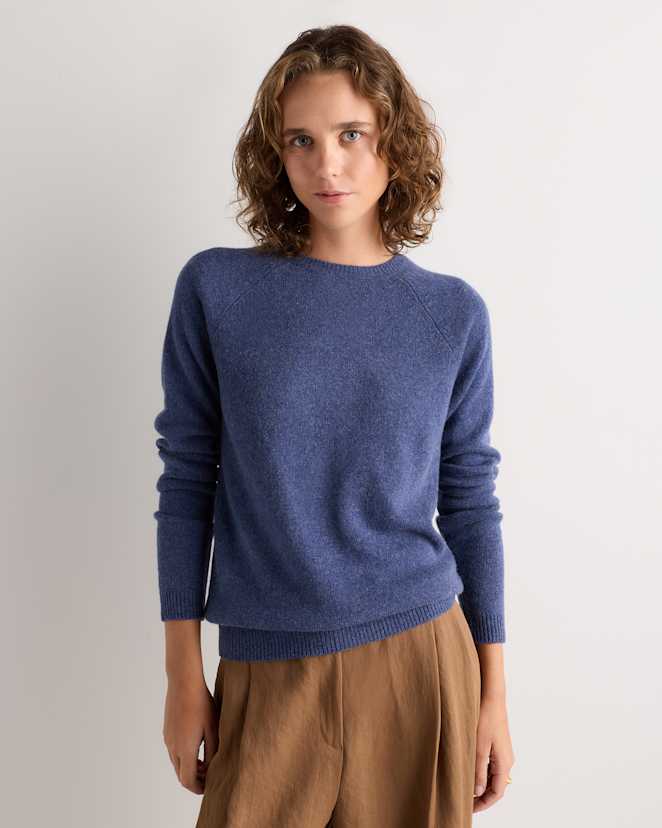 Heather Harbor Blue 100% Yak Wool Crewneck Sweater
