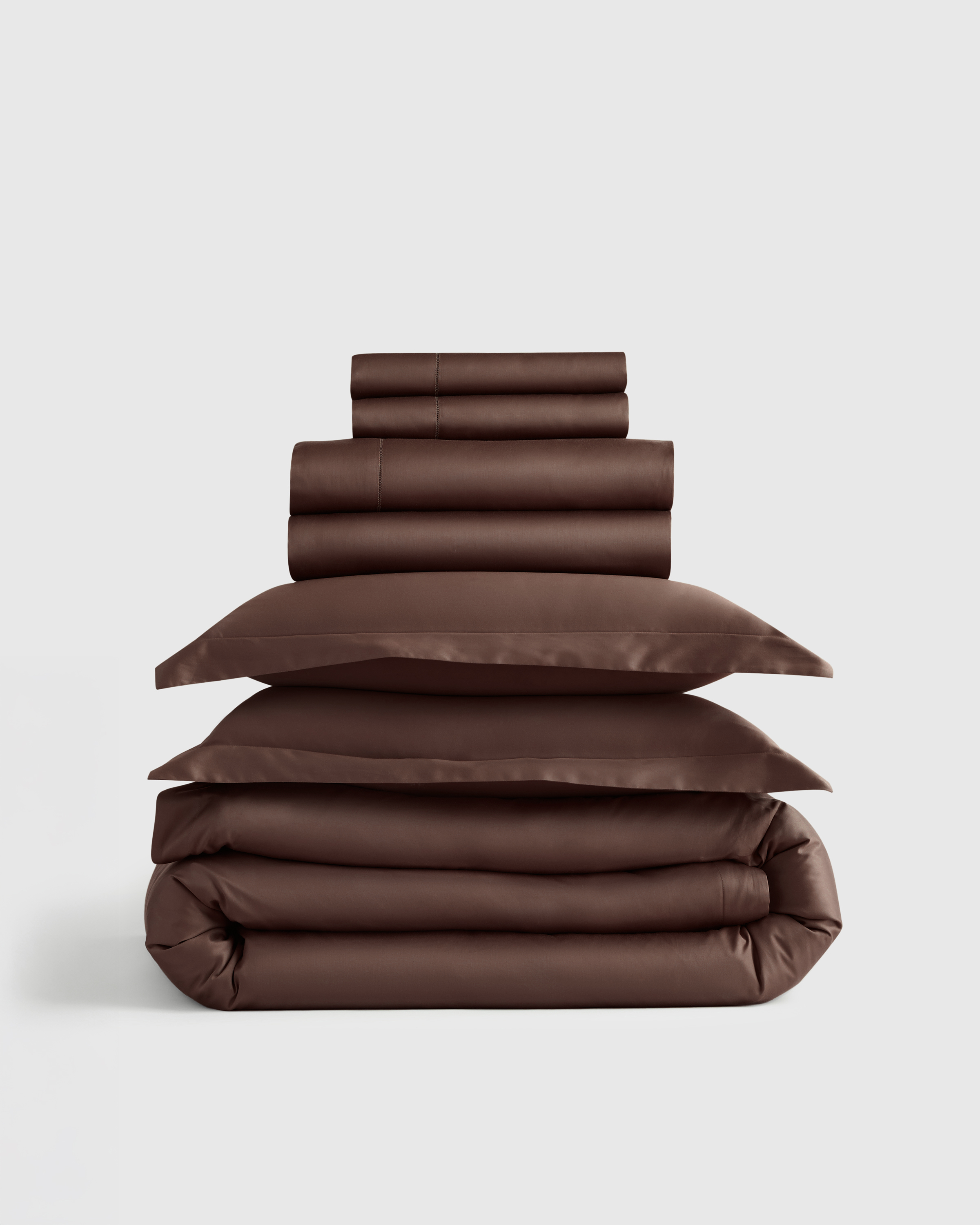 signature giza cotton sateen deluxe bedding bundle, king, espresso