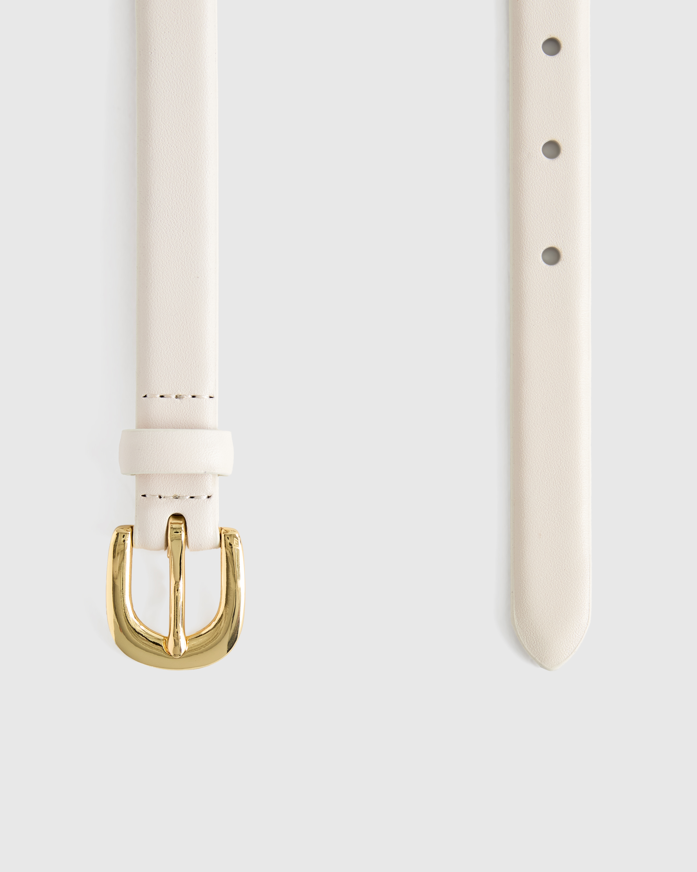 Sofia European Leather Skinny Belt in Bone | Quince Canada display picture 1