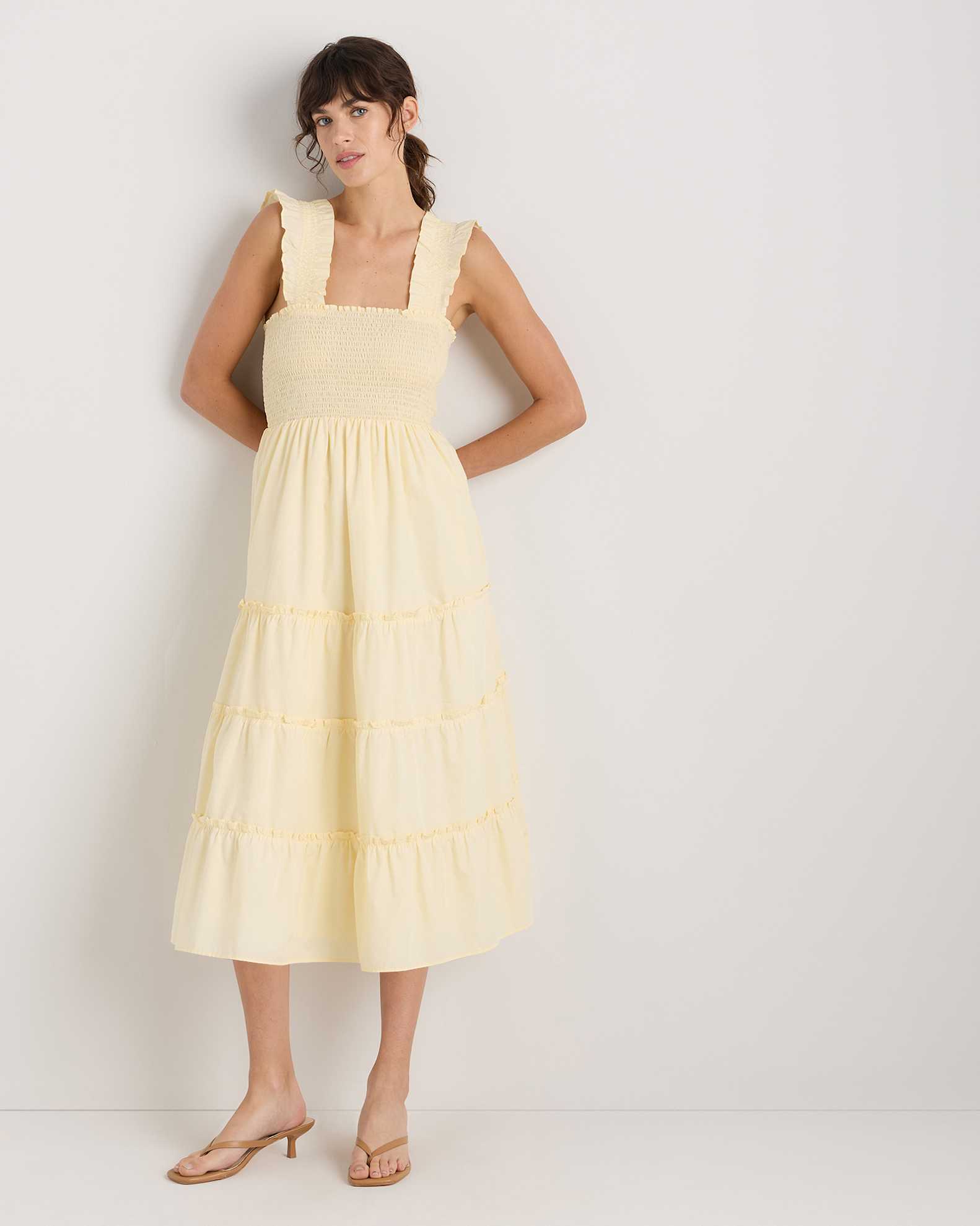 100% Organic Cotton Smocked Midi Dress 100% Organic Cotton Smocked Midi Dress