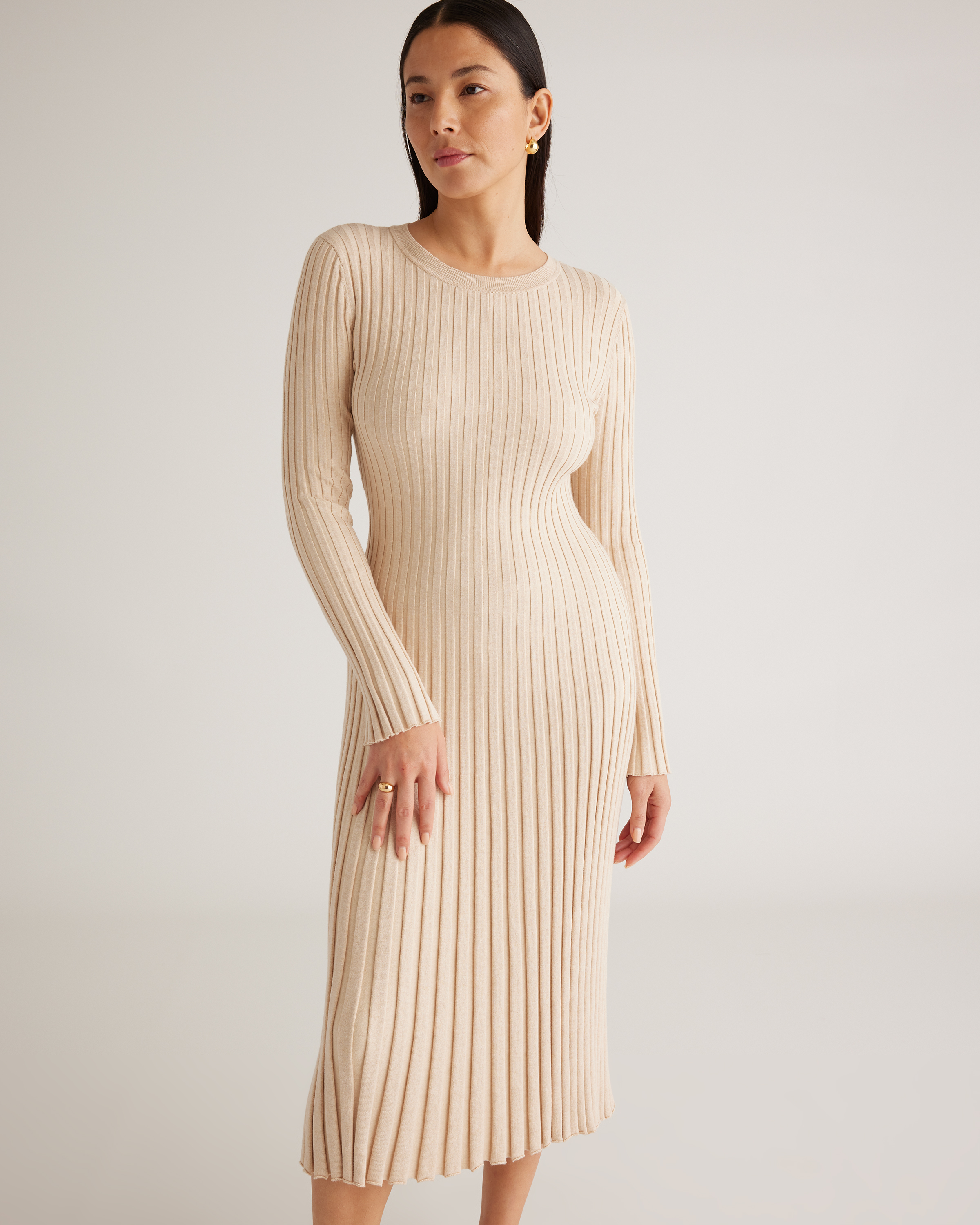 fitted lace wedding dress Asymmetric Rib-Knit Midi Dress in Grey  SVRN