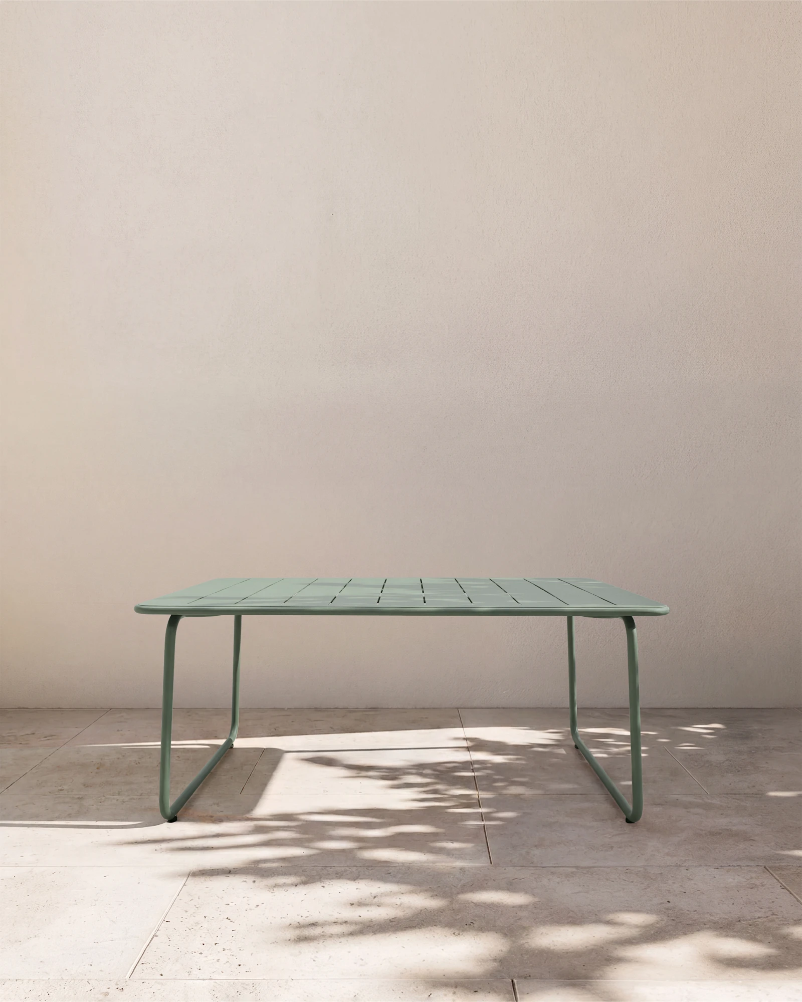 Powder-Coated Aluminum Outdoor Dining Table in Sage Green