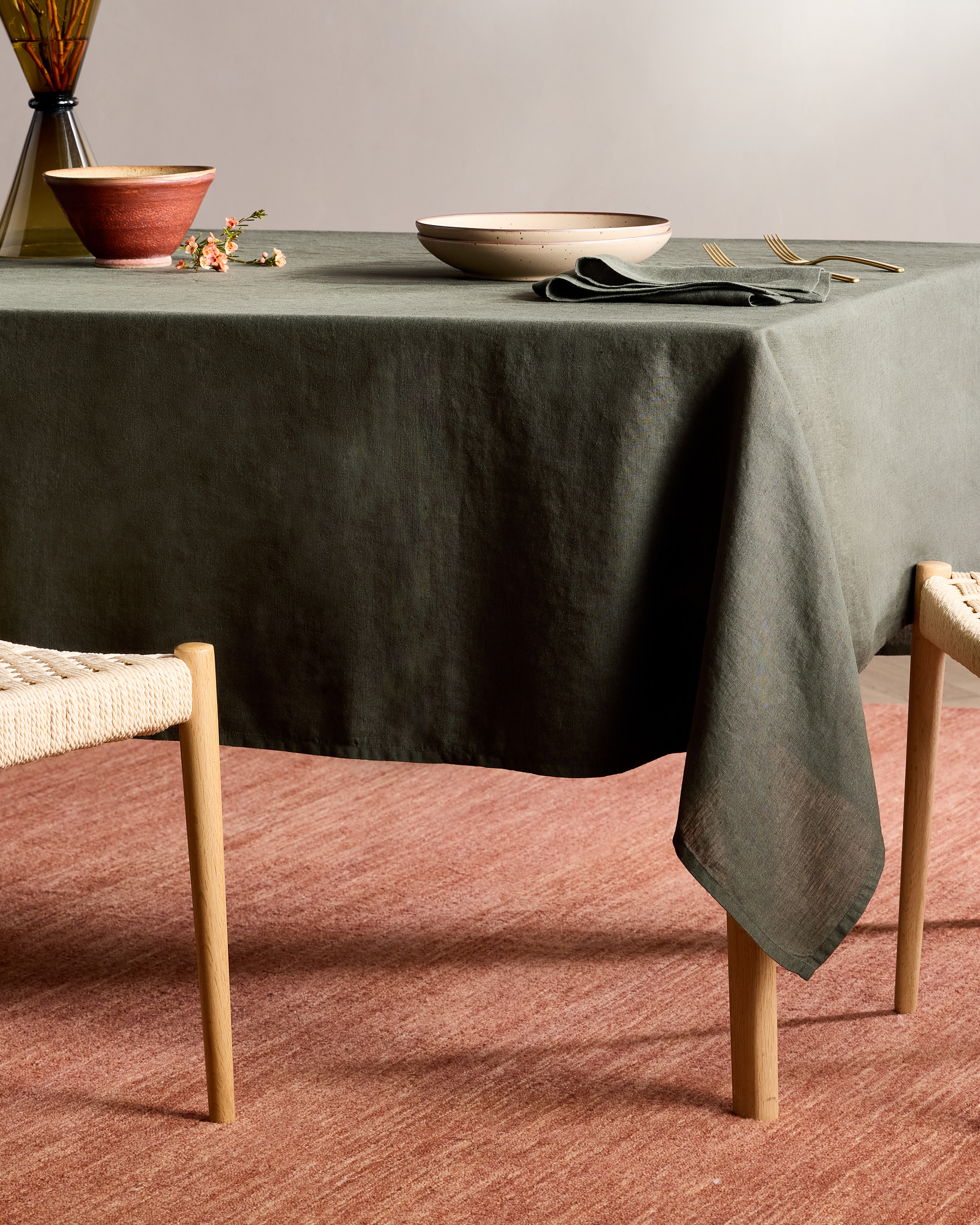 European Linen Tablecloth - 70x108" - Pine