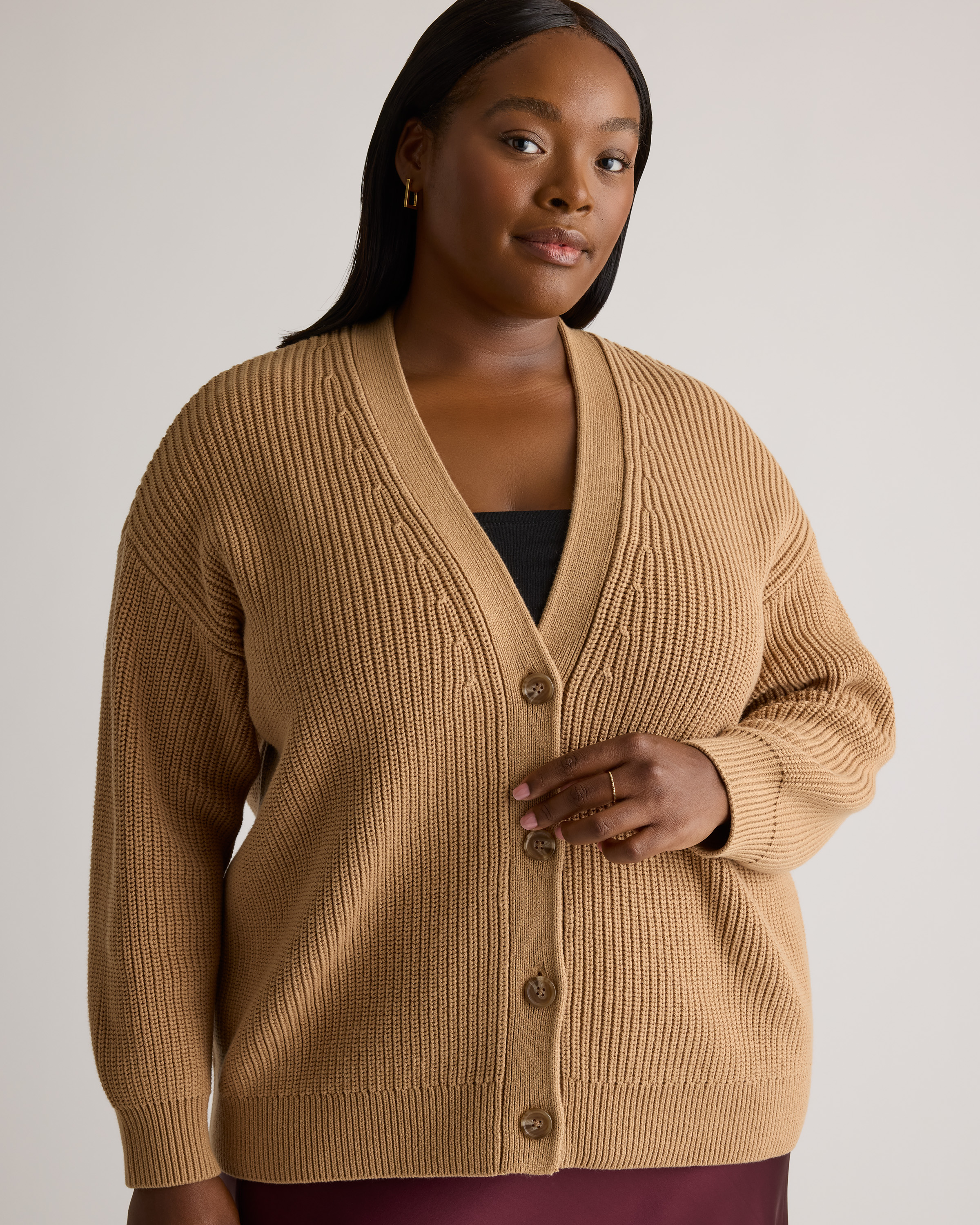 100% Organic Cotton Oversized Boyfriend Cardigan - Plus Size