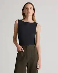 Stretch Cotton Jersey Boat Neck Tank