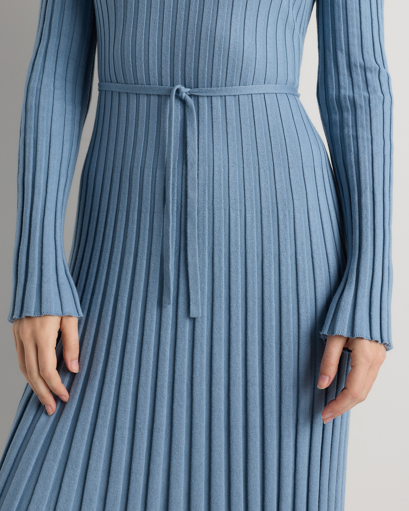 blue ribbed dress long sleeve Freshwater Long Sleeve Rib Knit Mini Dress | Ice Blue | Womens
