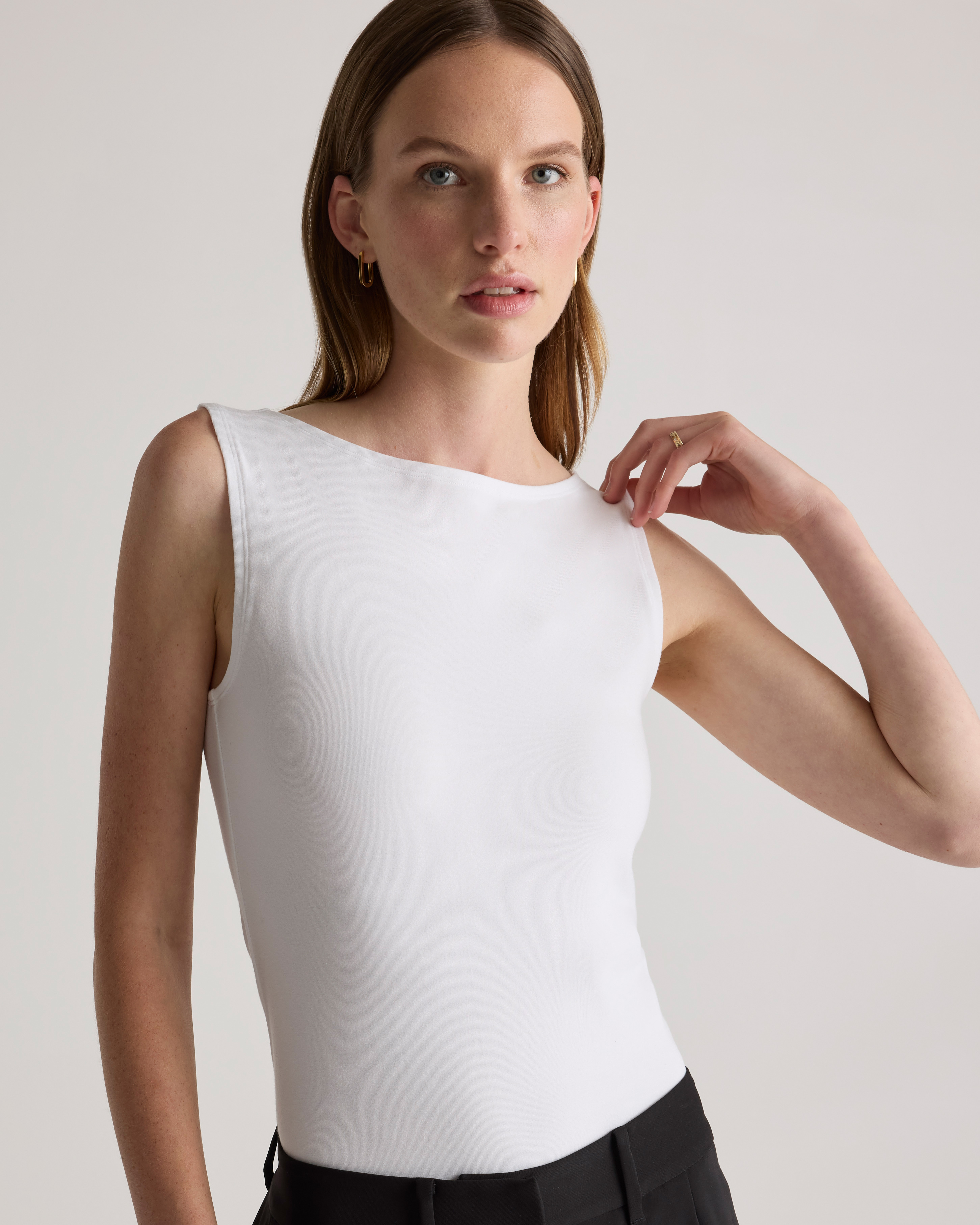 トップス boat neck tanktop Stretch Cotton Jersey Boat Neck Tank