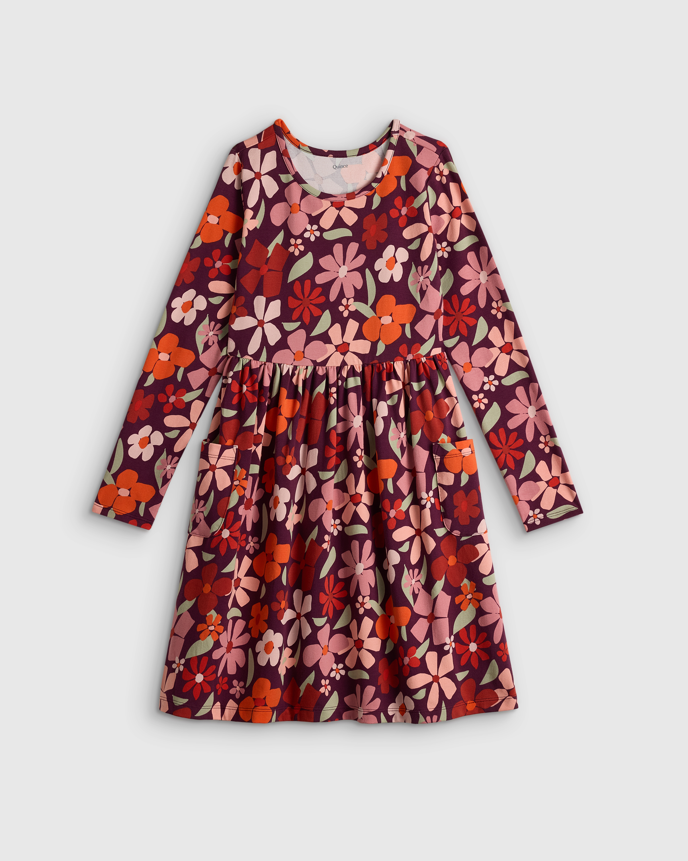 Paper Petals Organic Cotton Long Sleeve Fit and Flare Pocket Dress 