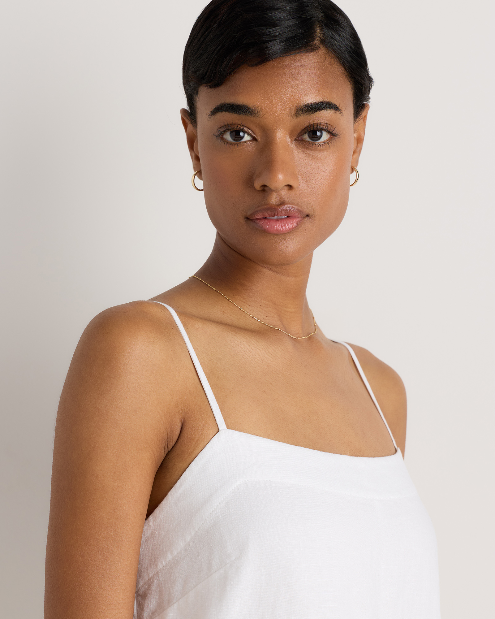 100% European Linen Mini Skort Dress in White