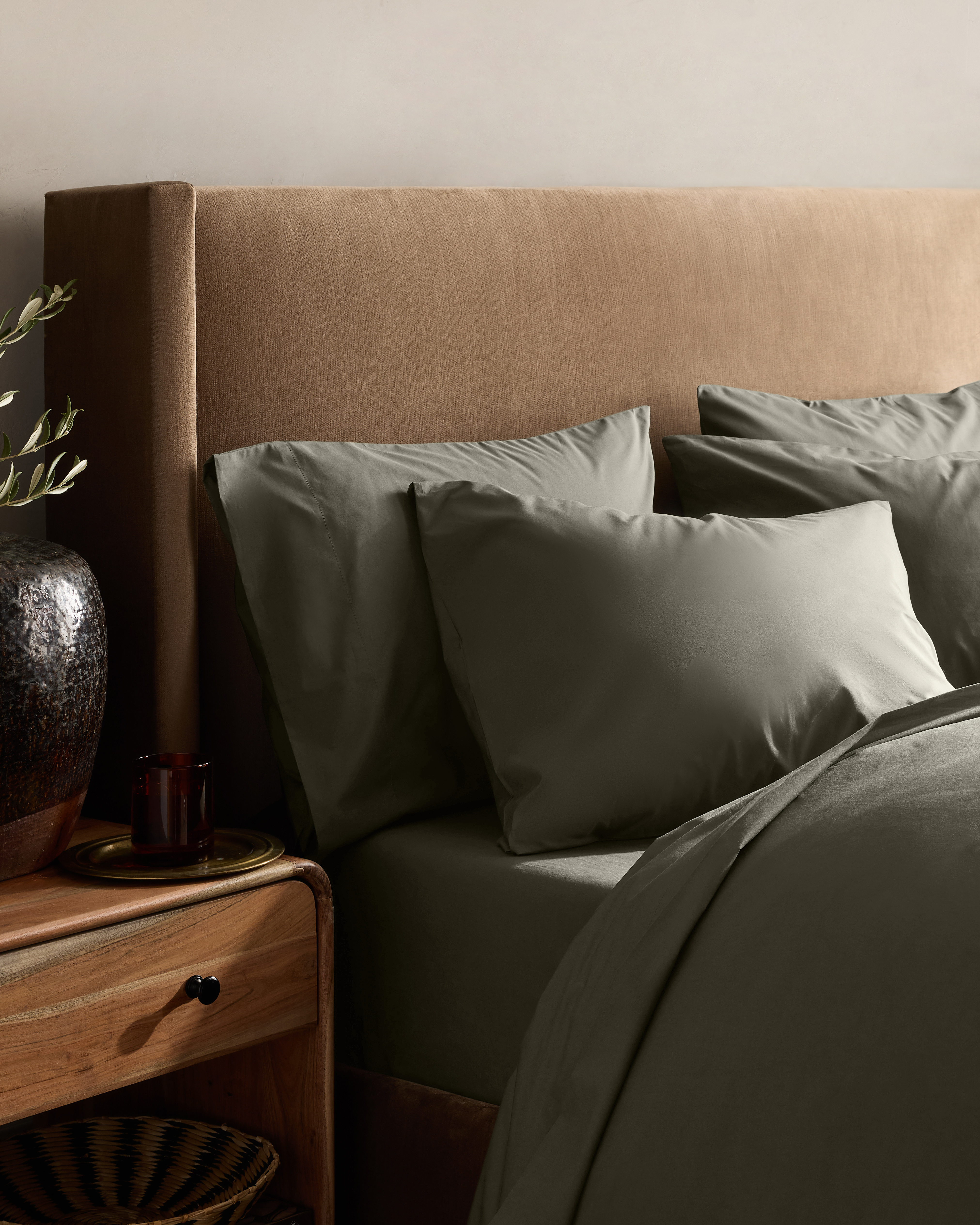 Dusty Olive Classic Organic Percale Sham Set