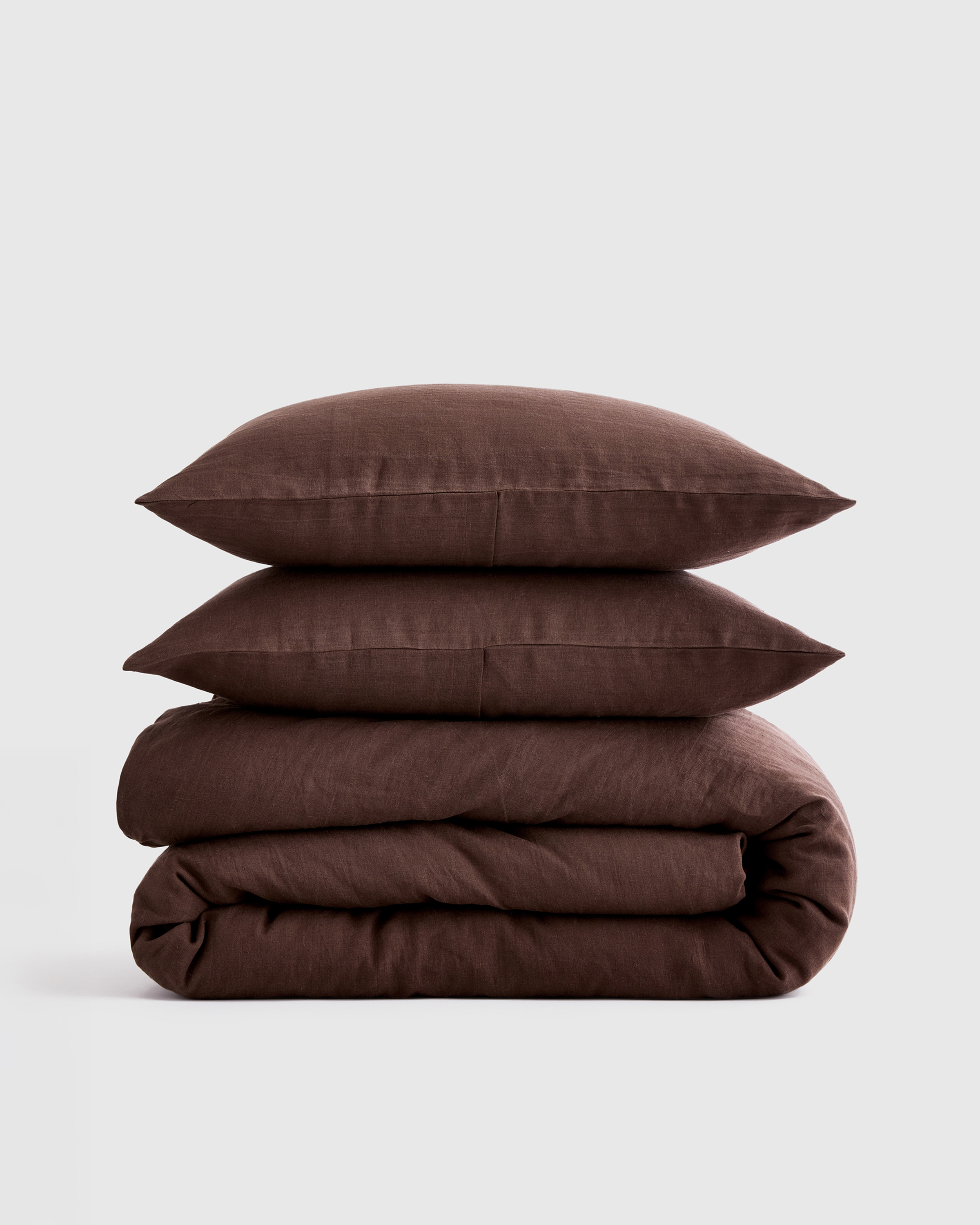 European Linen Duvet Cover Set, Full/Queen, Espresso
