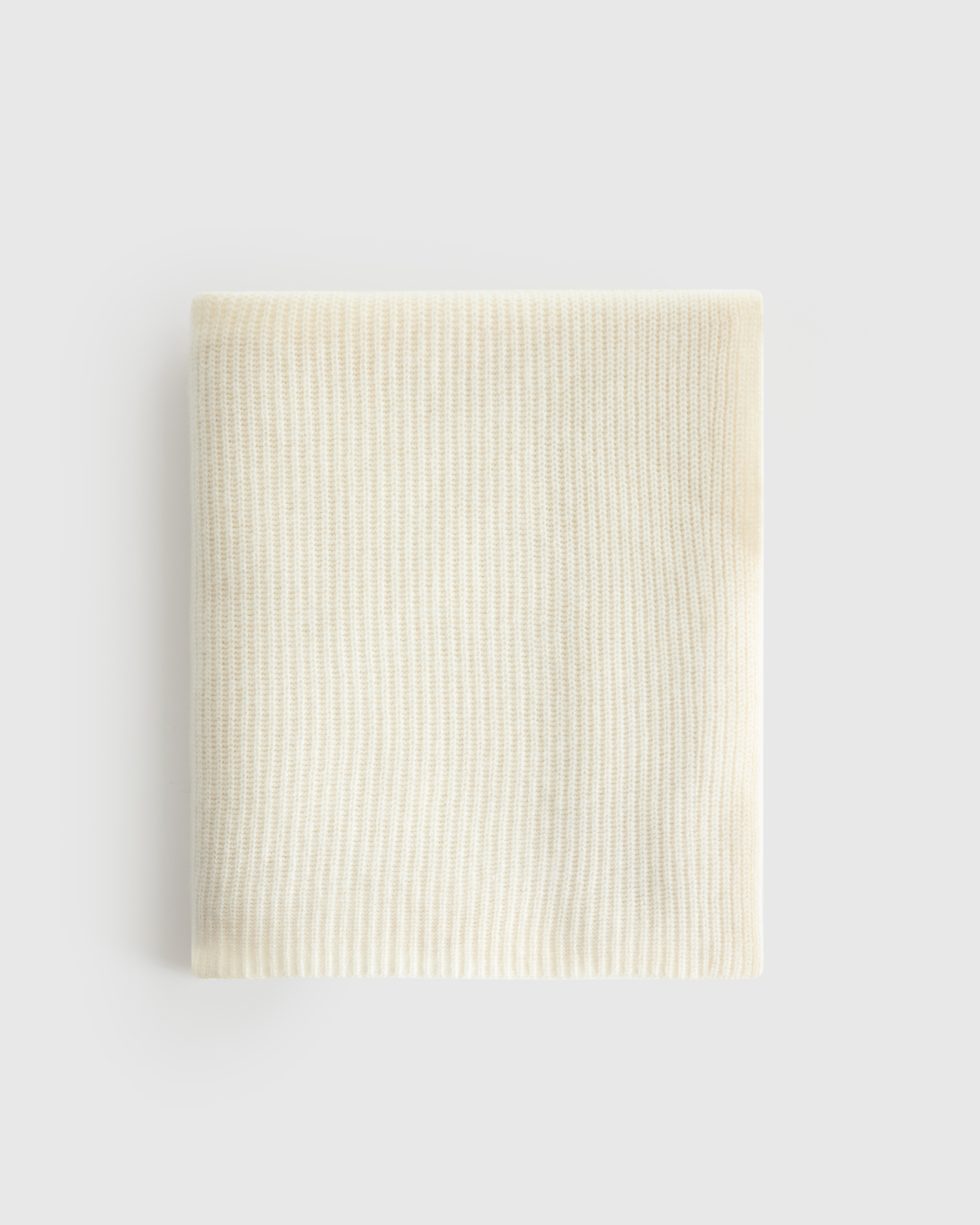 Ivory Ribbed Knit Cashmere Throw