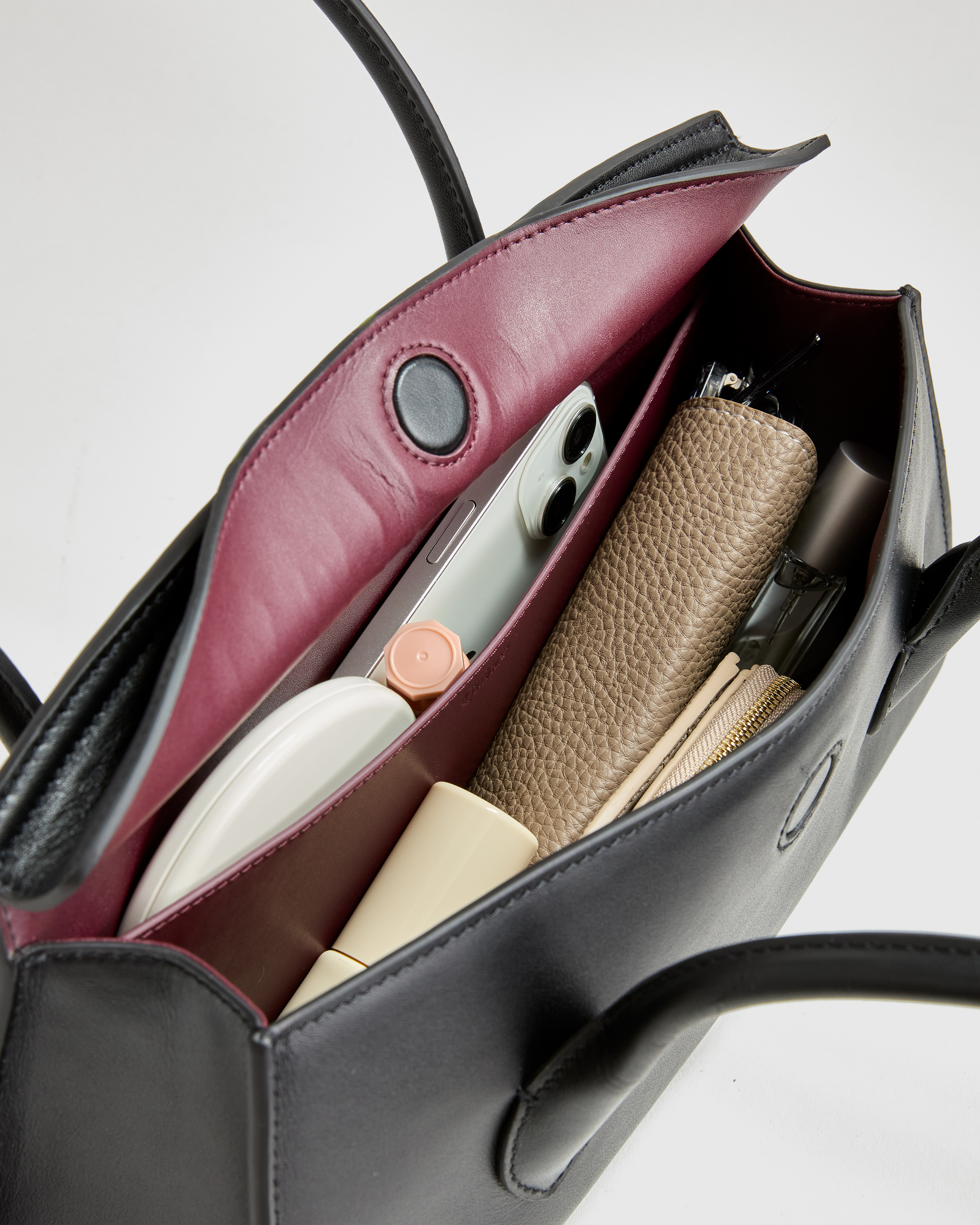 Italian Leather Double Strap Shoulder Bag - Thumbnail 5