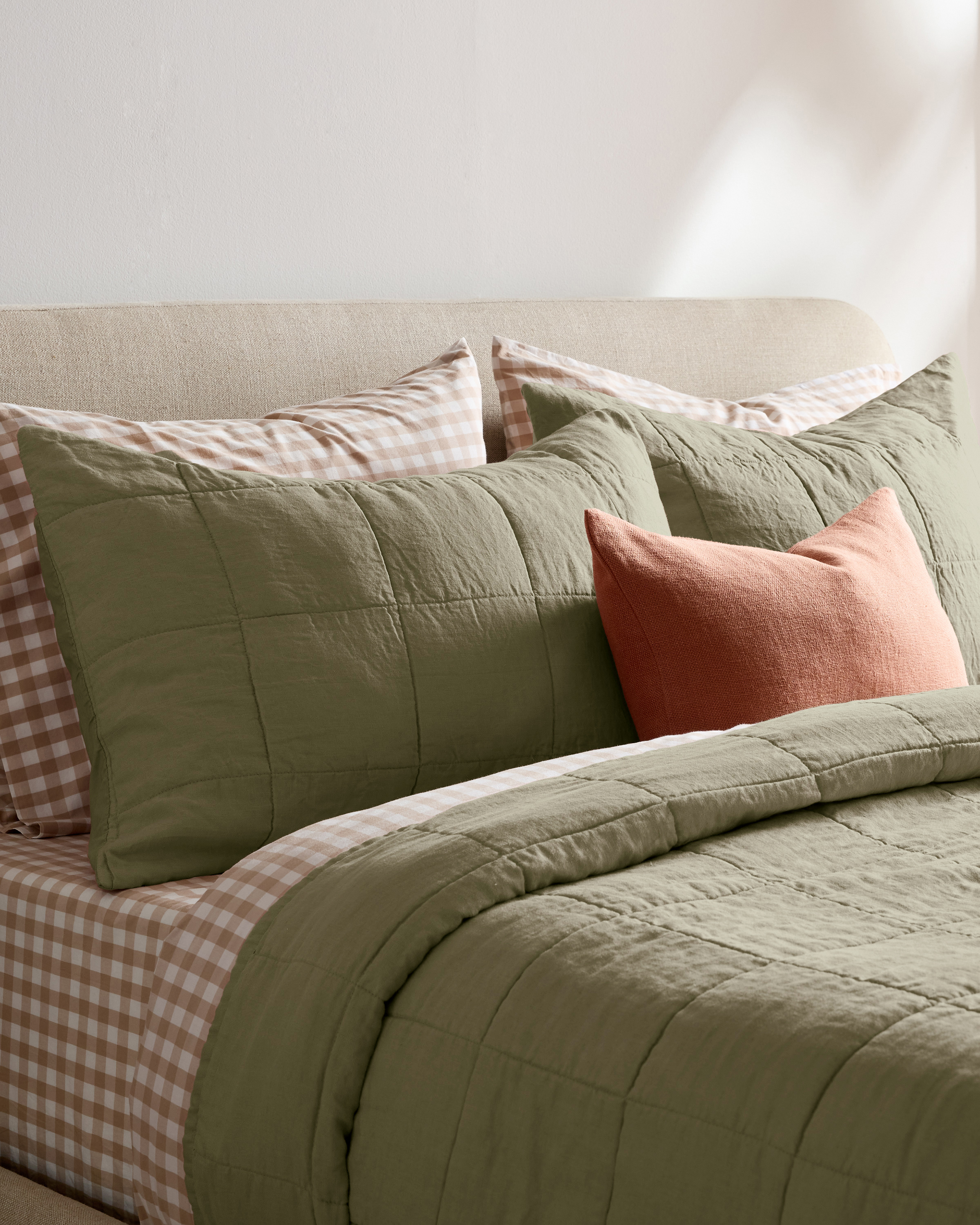 Willowleaf Lightweight European Linen Box Quilted Sham Set