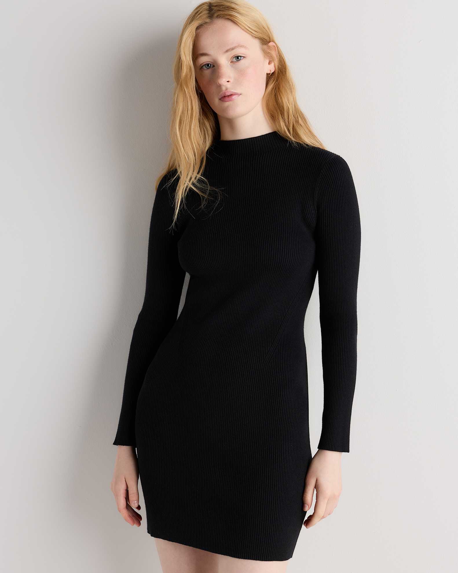 cashmere mini dress August Ribbed in Viv From the waist Cotton Cashmere Mock Neck Mini
