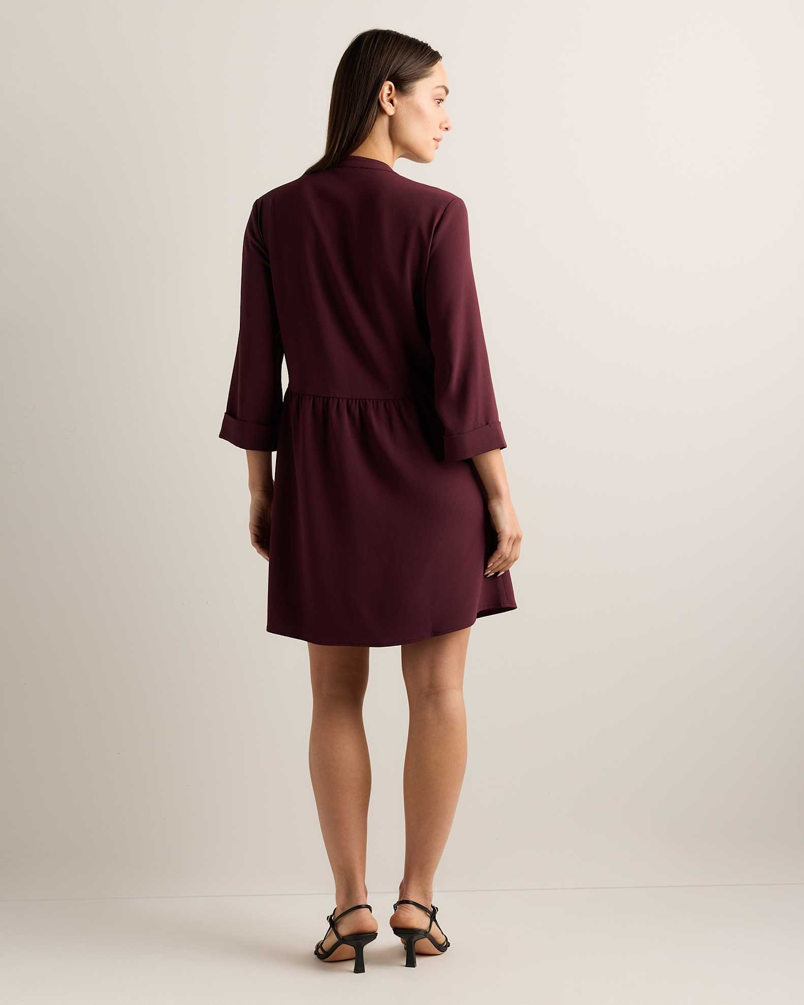 Women's Fluid Crepe Shirt Dress in Sand, Size Small, Polyester by Quince Women's Fluid Crepe Shirt Dress in Sand, Size Small, Polyester by Quince