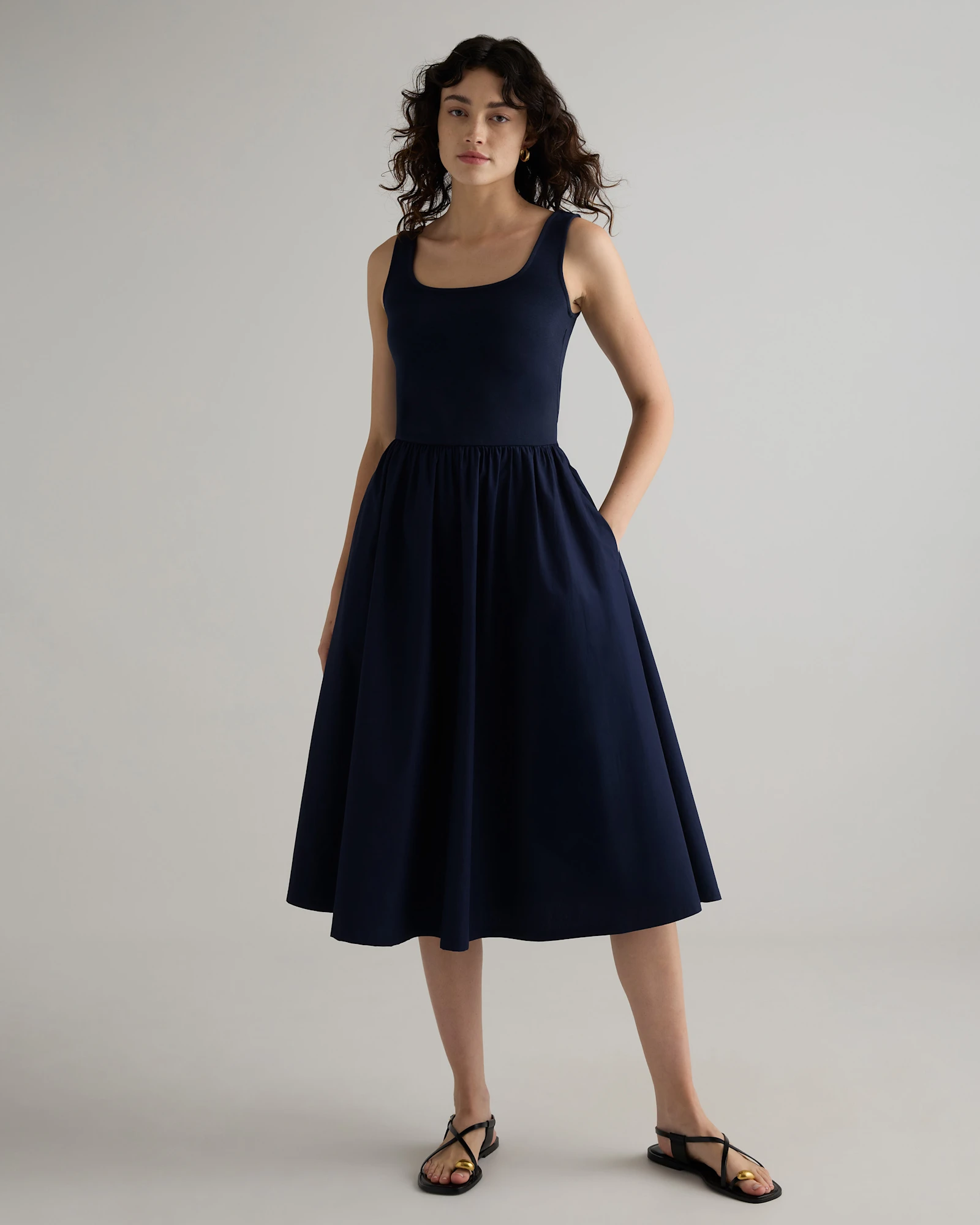Cotton Mixed Media Tank Dress