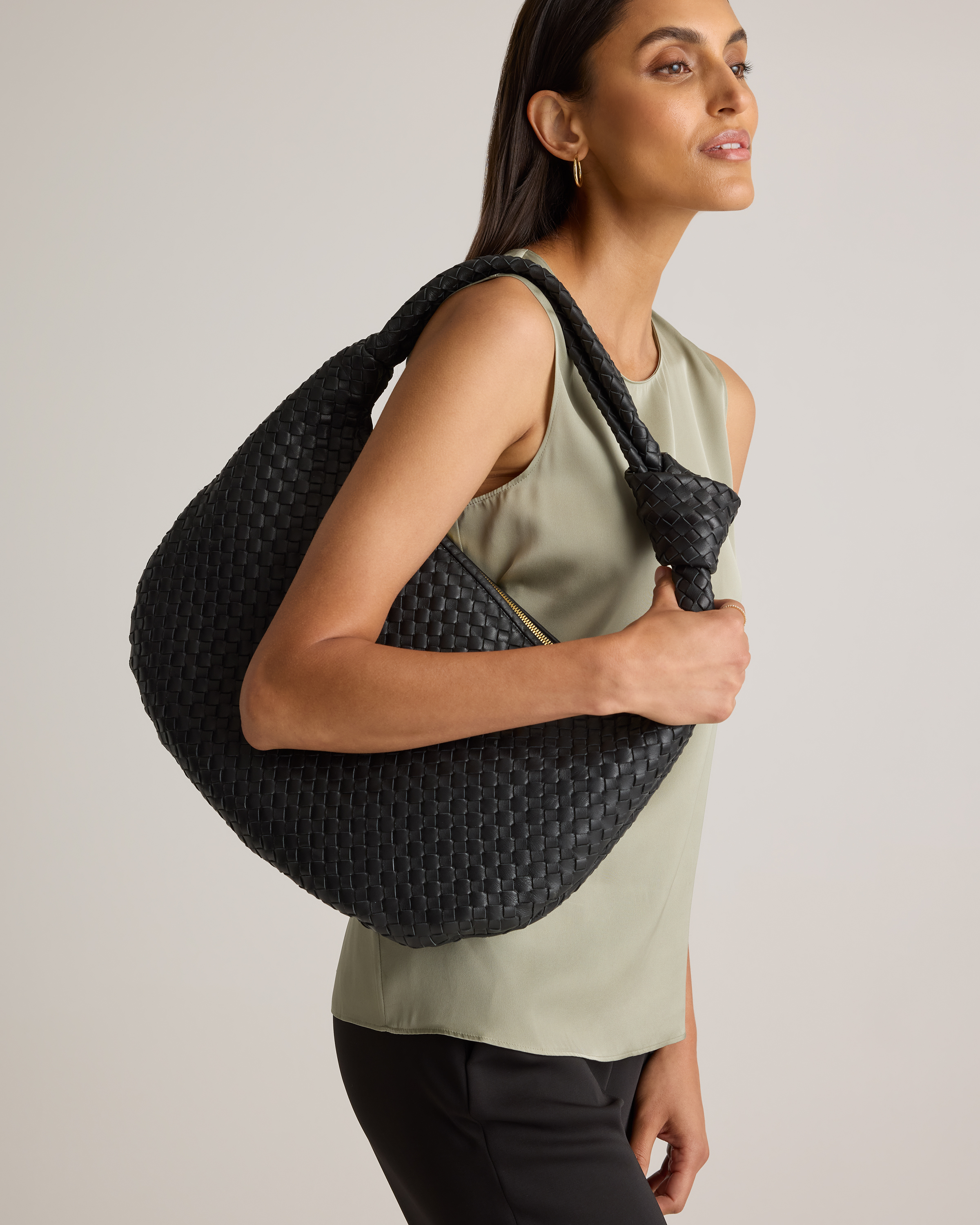 Italian Leather Handwoven Slouchy Shoulder Bag