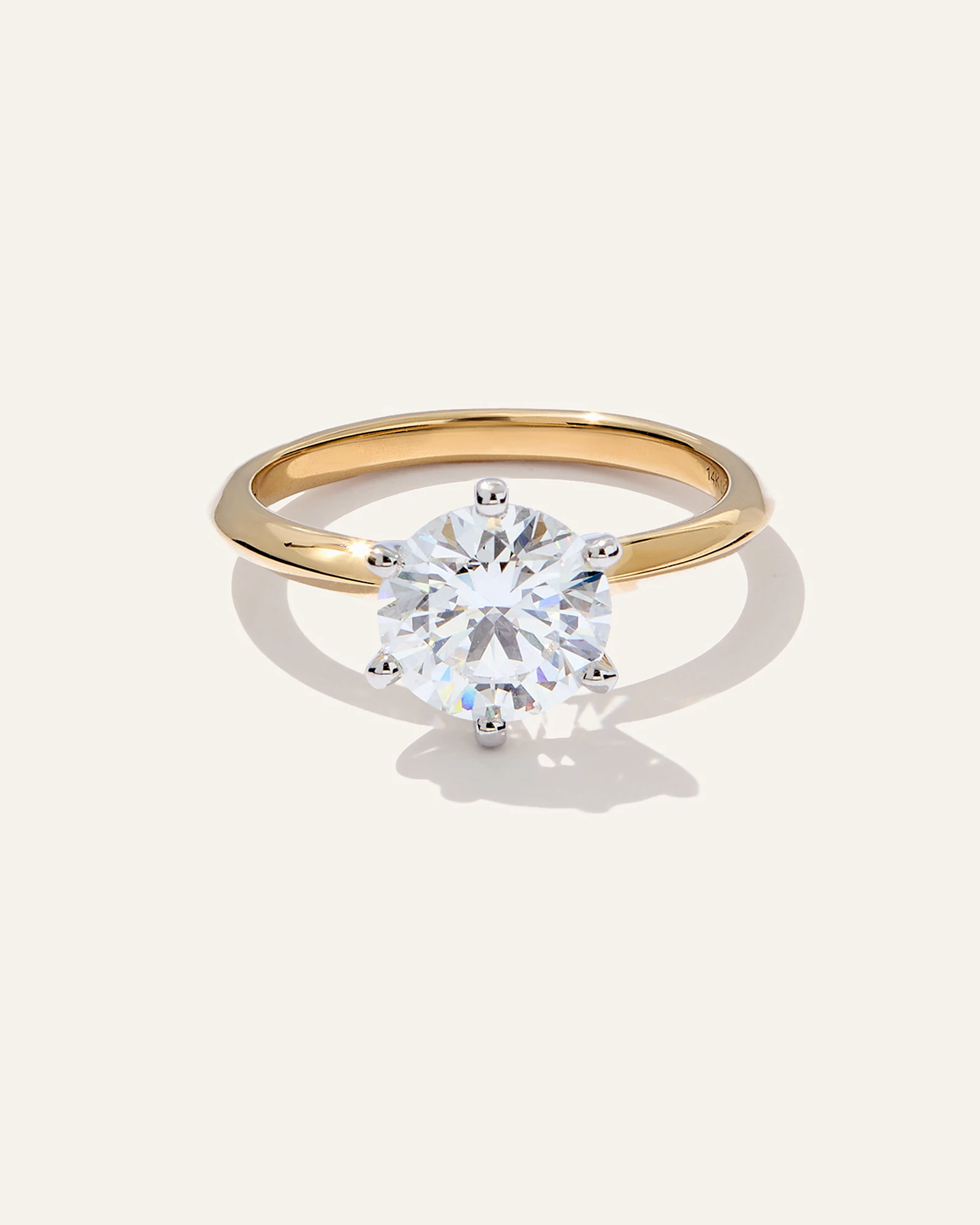 Lab Grown Diamond Round Six Prong Knife Edge Engagement Ring