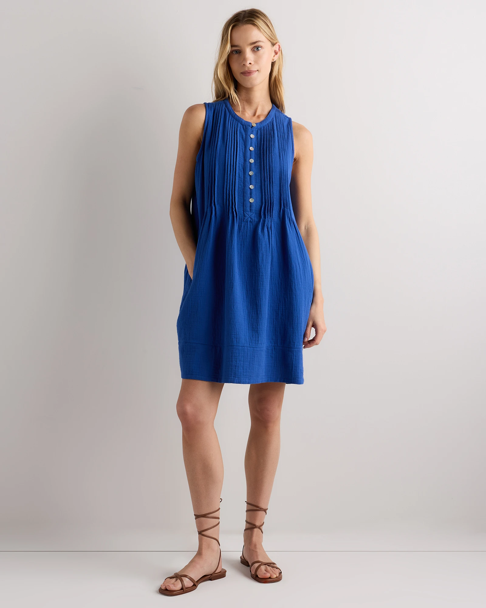 100% Organic Cotton Gauze Sleeveless Swing Dress