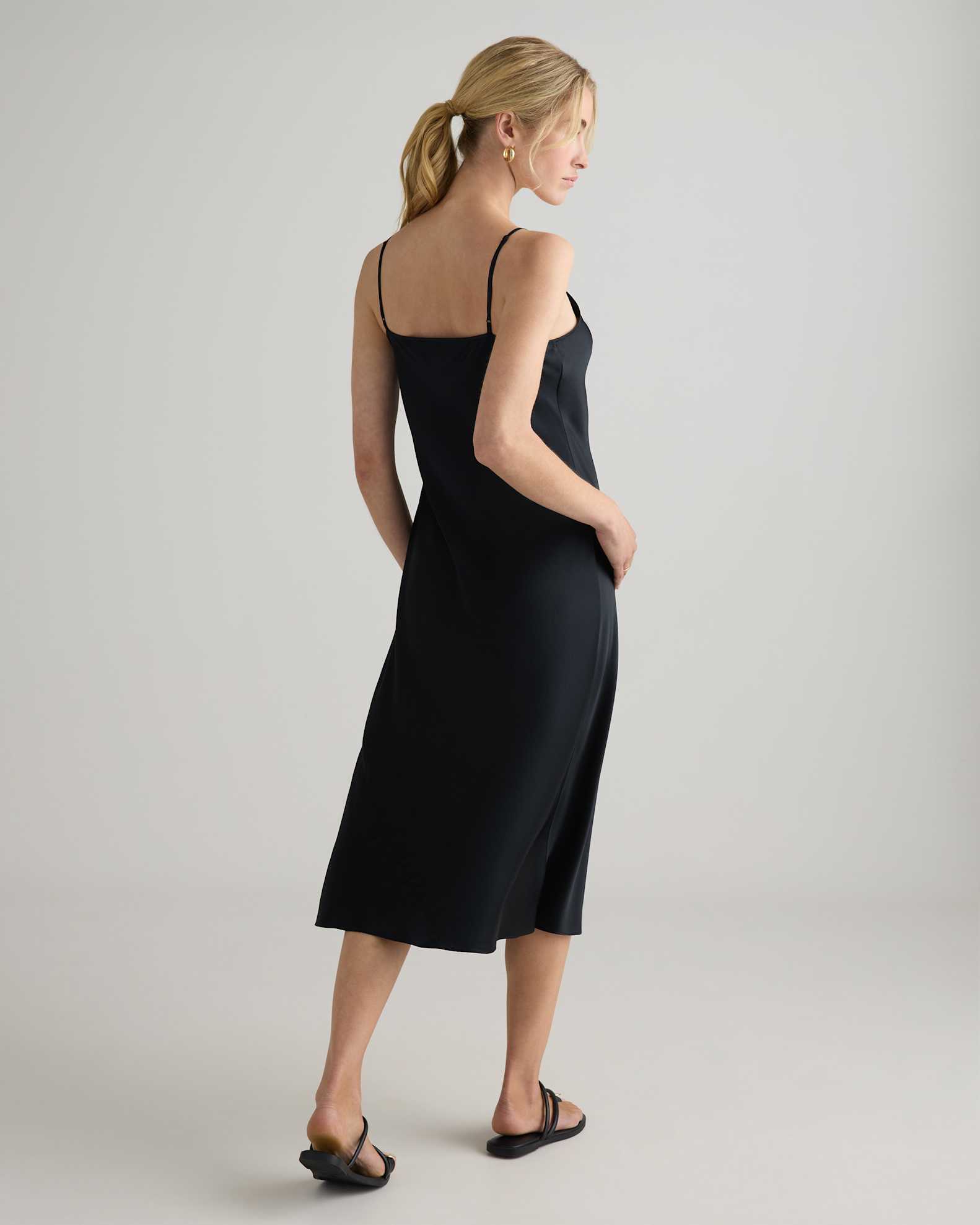 Quince Women's Washable 100% Mulberry Silk Slip Dress, Black, Size XL - Midi Length, Bias Cut, Satin Finish, Hypo-allergenic, Thermoregulating Quince Women's Washable 100% Mulberry Silk Slip Dress, Black, Size XL - Midi Length, Bias Cut, Satin Finish, Hypo-allergenic, Thermoregulating