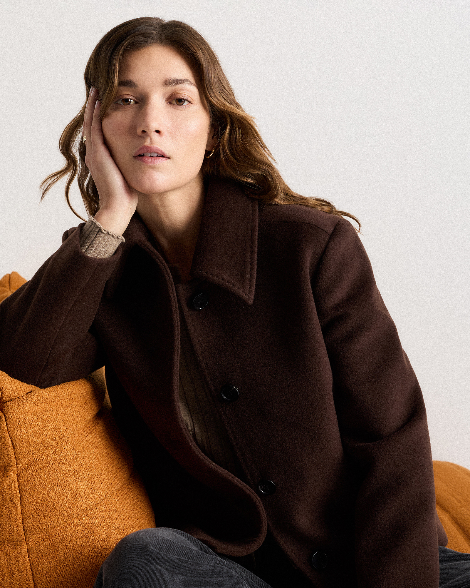 ジャケット・アウター WOOL CASHMERE SHORT COAT Wool Cashmere Short Coat in Dark Chocolate