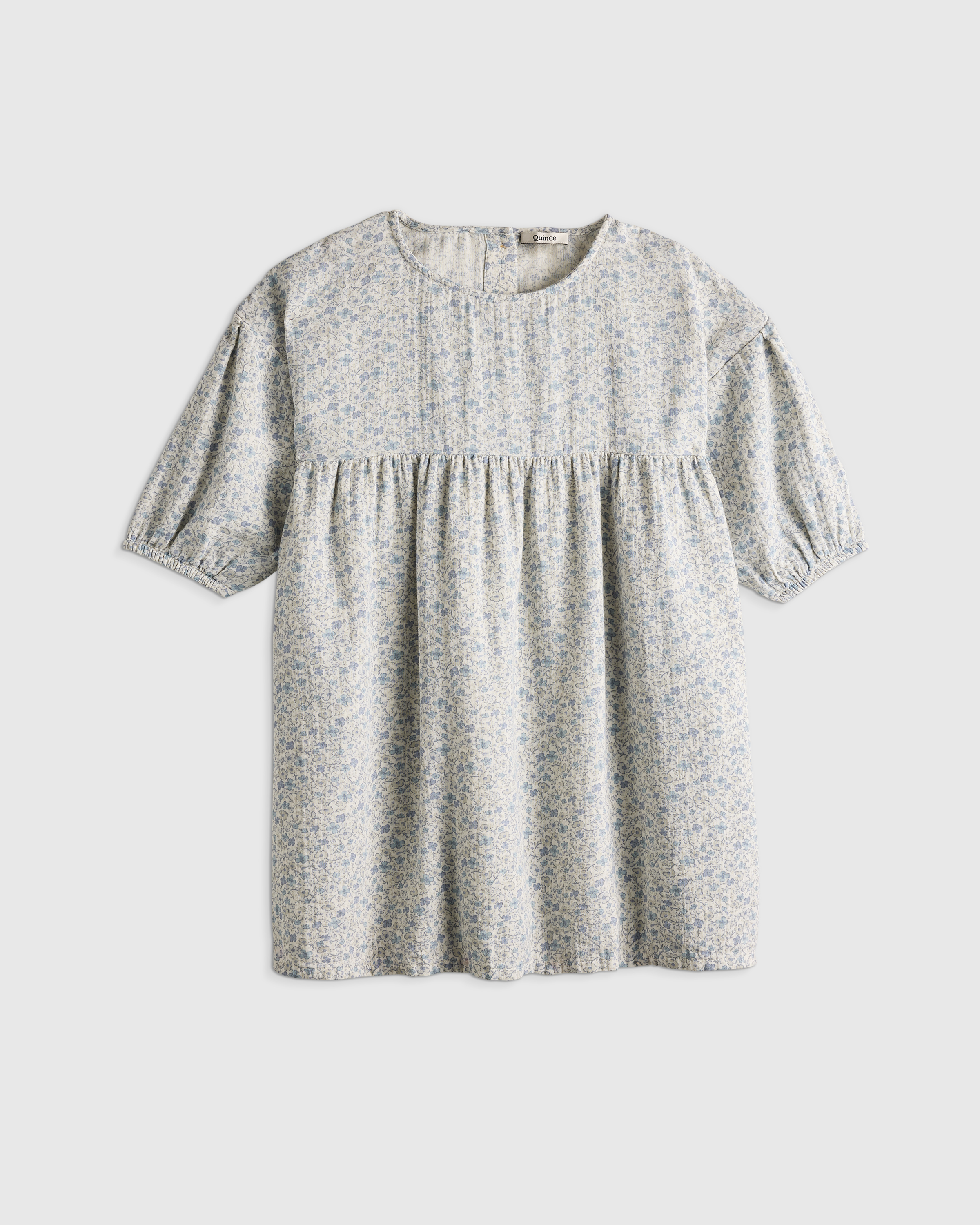 Blue Sweetpea Floral 100% Organic Cotton Gauze Dress