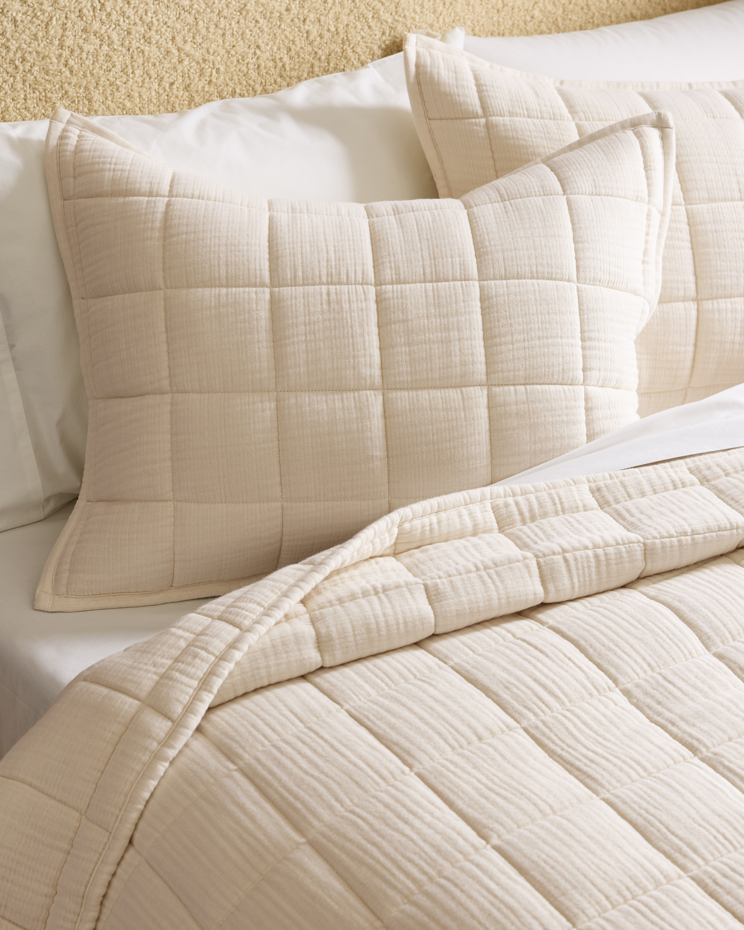 Undyed Organic Airy Gauze Box Quilt Sham Set