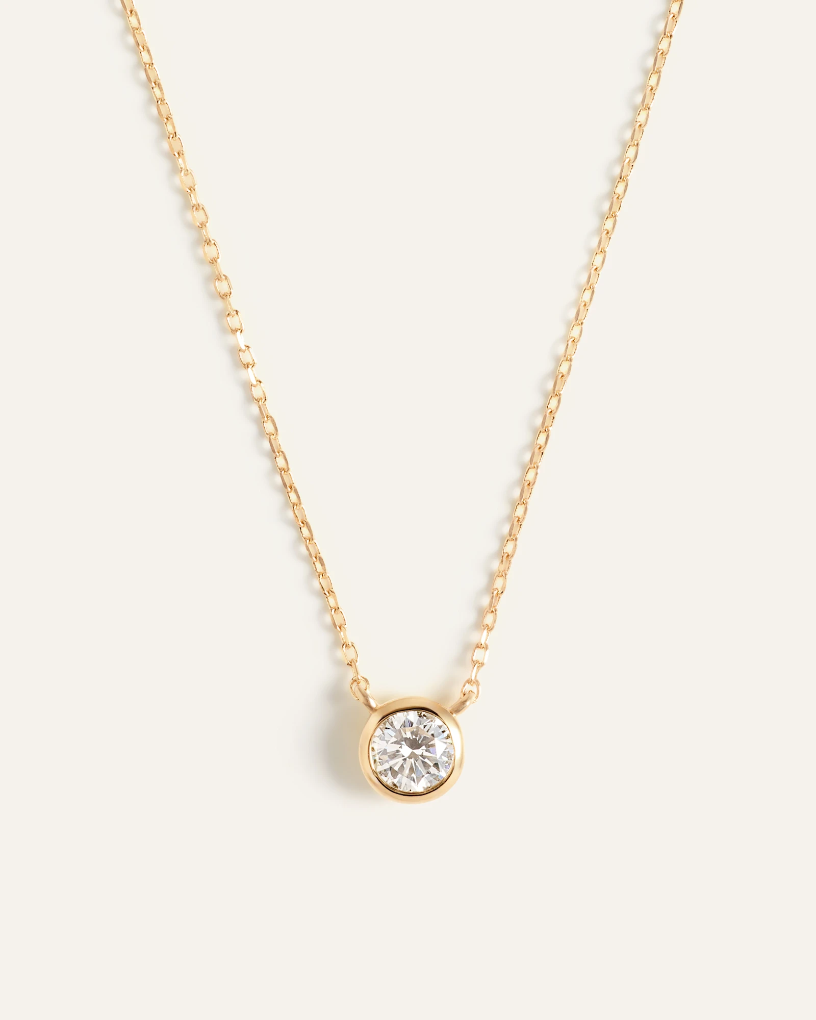 14K Gold Diamond Bezel Necklace
