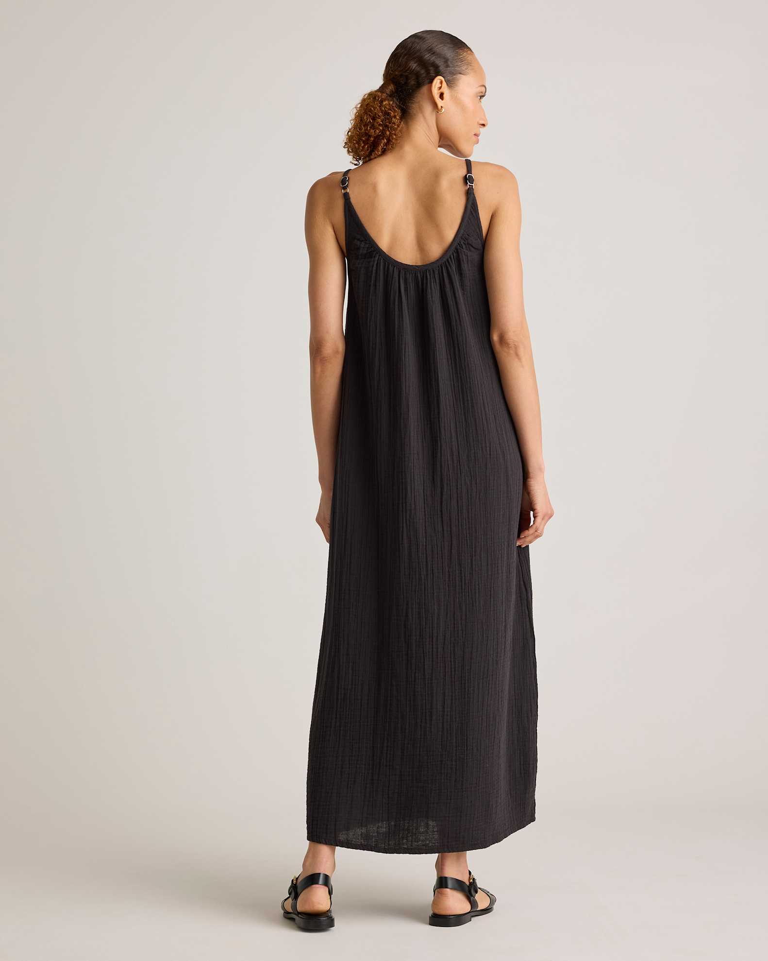 100% Organic Cotton Gauze Sleeveless Maxi Dress in Black 100% Organic Cotton Gauze Sleeveless Maxi Dress in Black